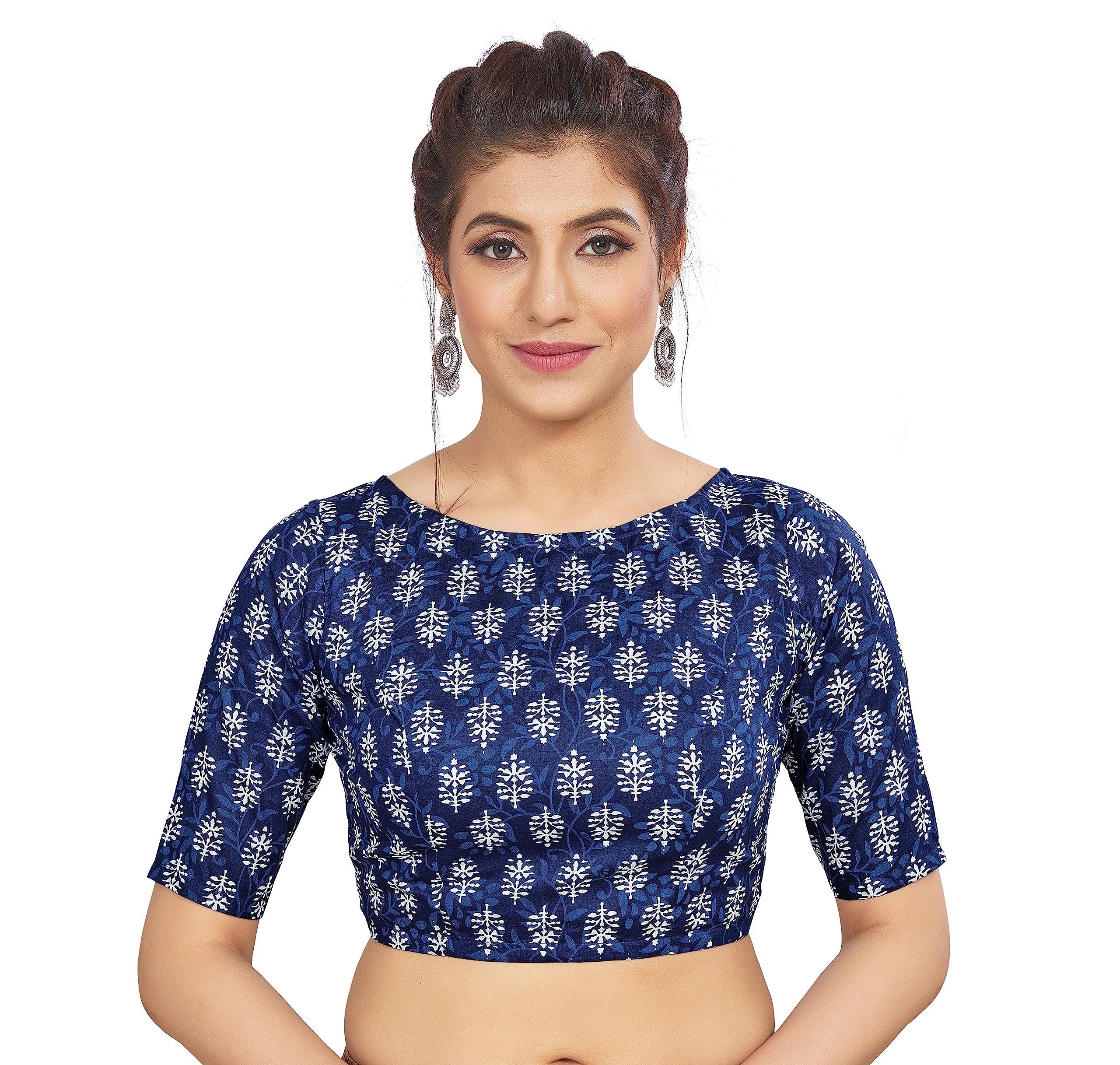 Womens Cotton Printed Readymade Saree Blouse-image-35
