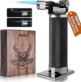 Butane Torch Lighter, DUAL Flame Mode Kitchen Torch Cooking Torches, Refillable Butane for Torch, Adjustable Flame Blow Torch, Mini Torch Micro Torch, Soldering Torch for Industrial,Resin Art,DIY