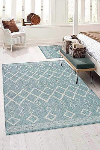 Vista 188 de Adiva Rugs - Alfombra para interior y exterior, tapete fácil de limpiar, resistente a la intemperie y las manchas, para comedor, patio, terraza
