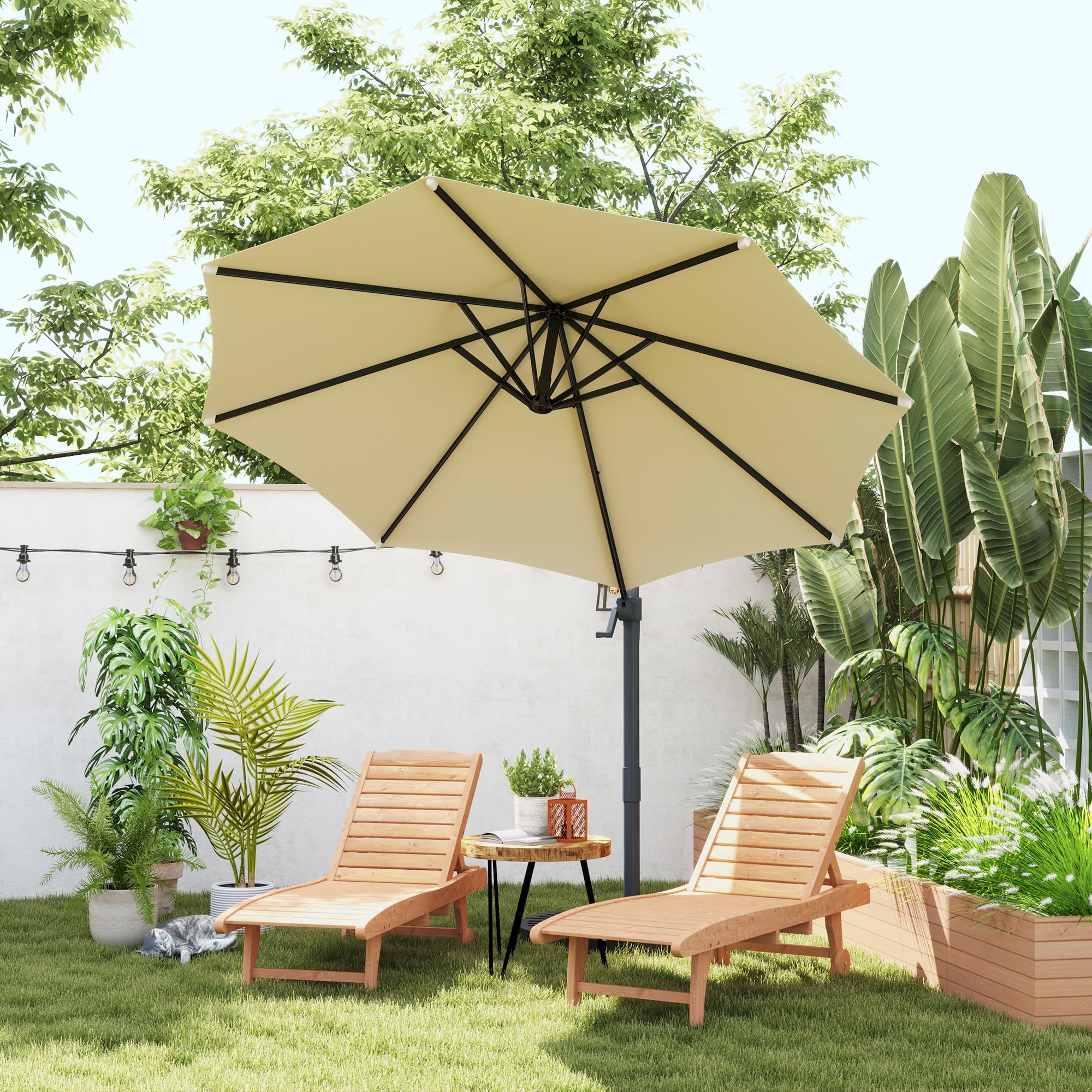 Outsunny Parasol Déporté Octogonal Inclinable