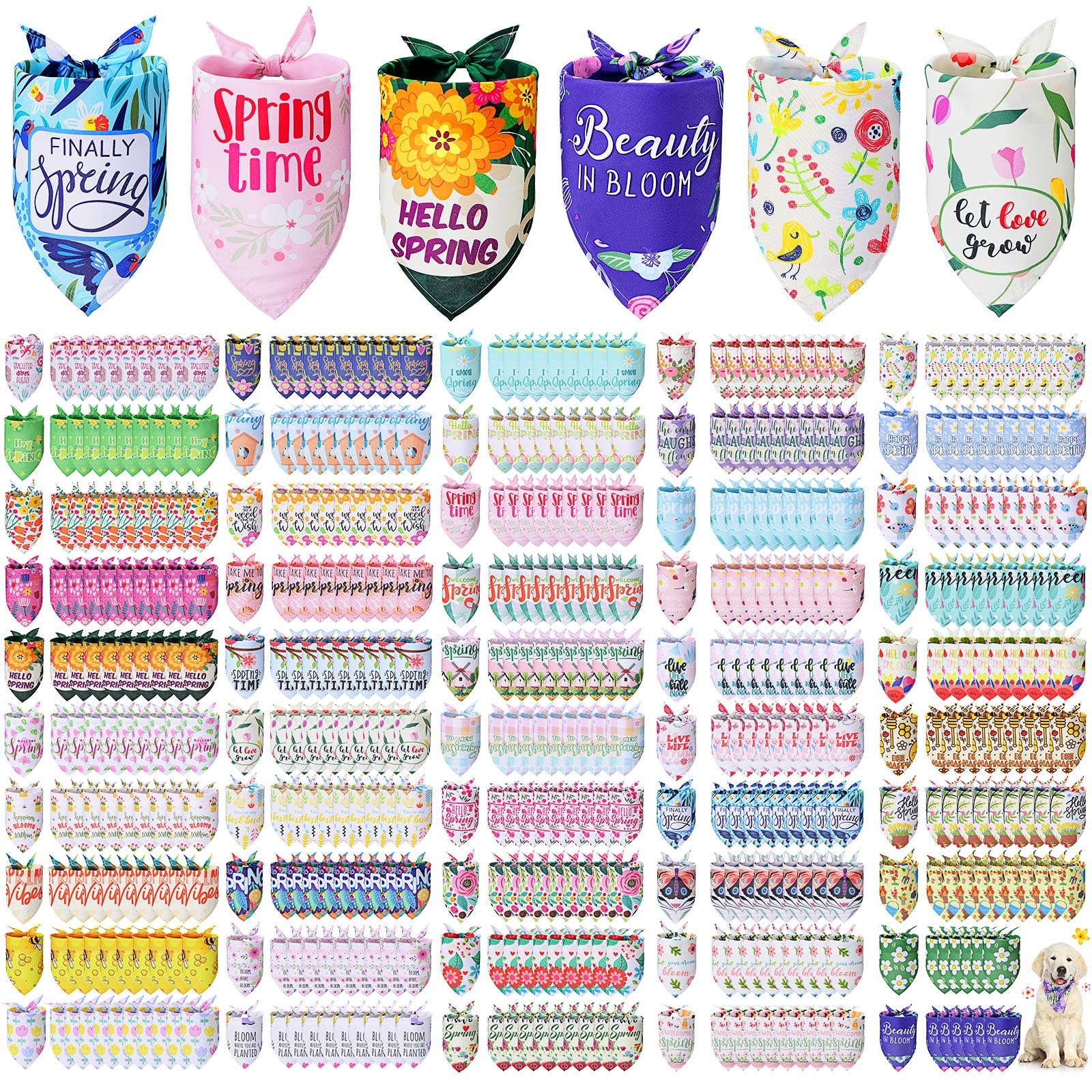 500 Pcs Summer Spring Dog Bandanas Bulk Adjustable Dog Bandanas for Groomers Hawaiian Washable Pets Scarf Bibs Costume