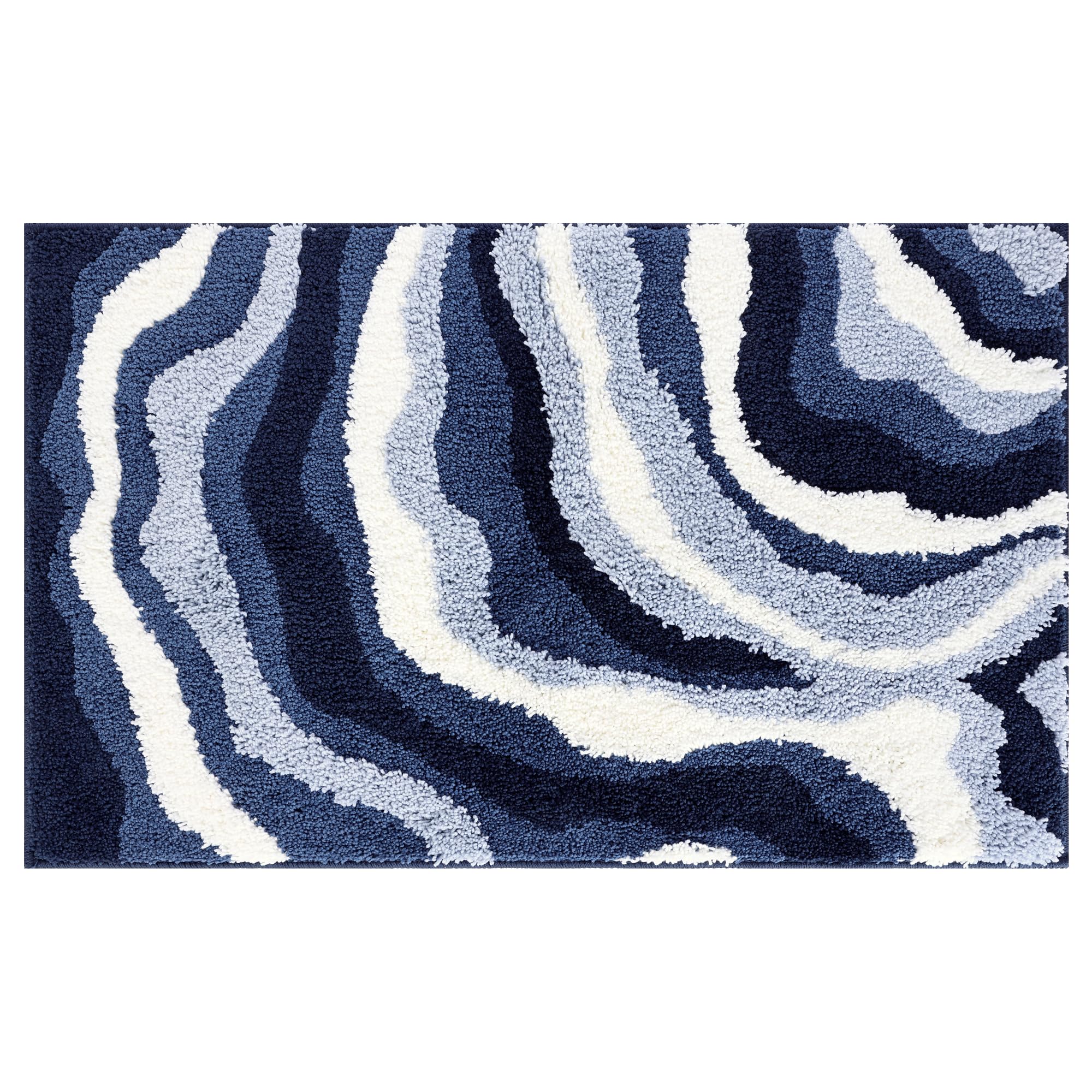 Tapis de bain absorbant bleu marine 40x60 en tissu épais lavable