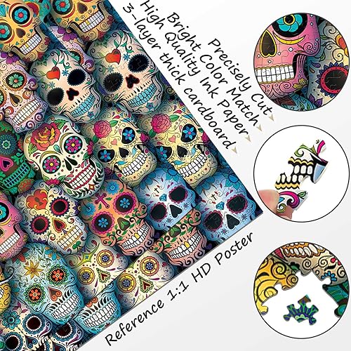 Miniatura 2 de Rompecabezas de Halloween para adultos de 1000 piezas, rompecabezas de terror de Halloween de 1000 piezas y regalos de esqueleto de terror vintage