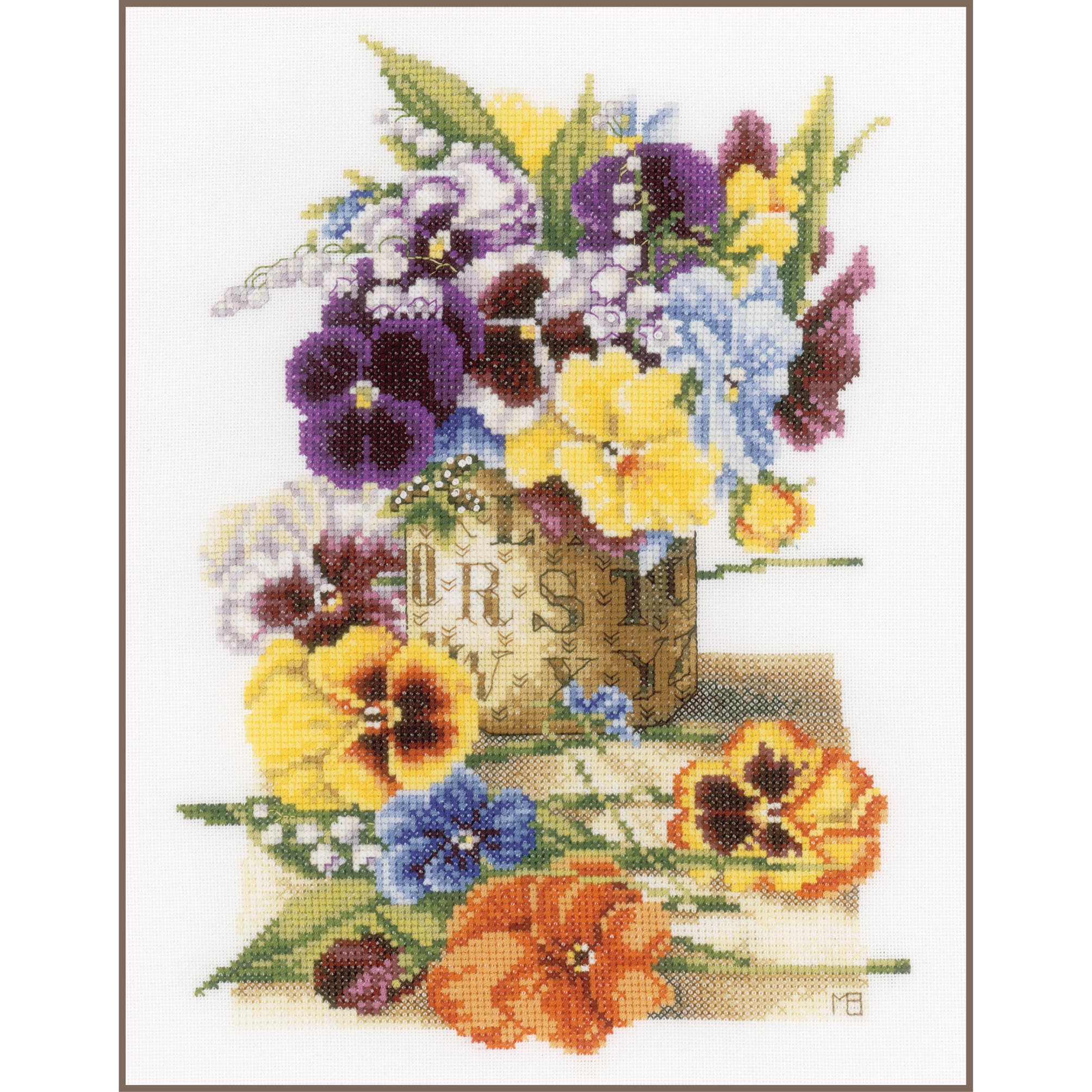 Lanarte Kreuzstich-Set STIEFMÜTTERCHEN – Gezählter Kreuzstich