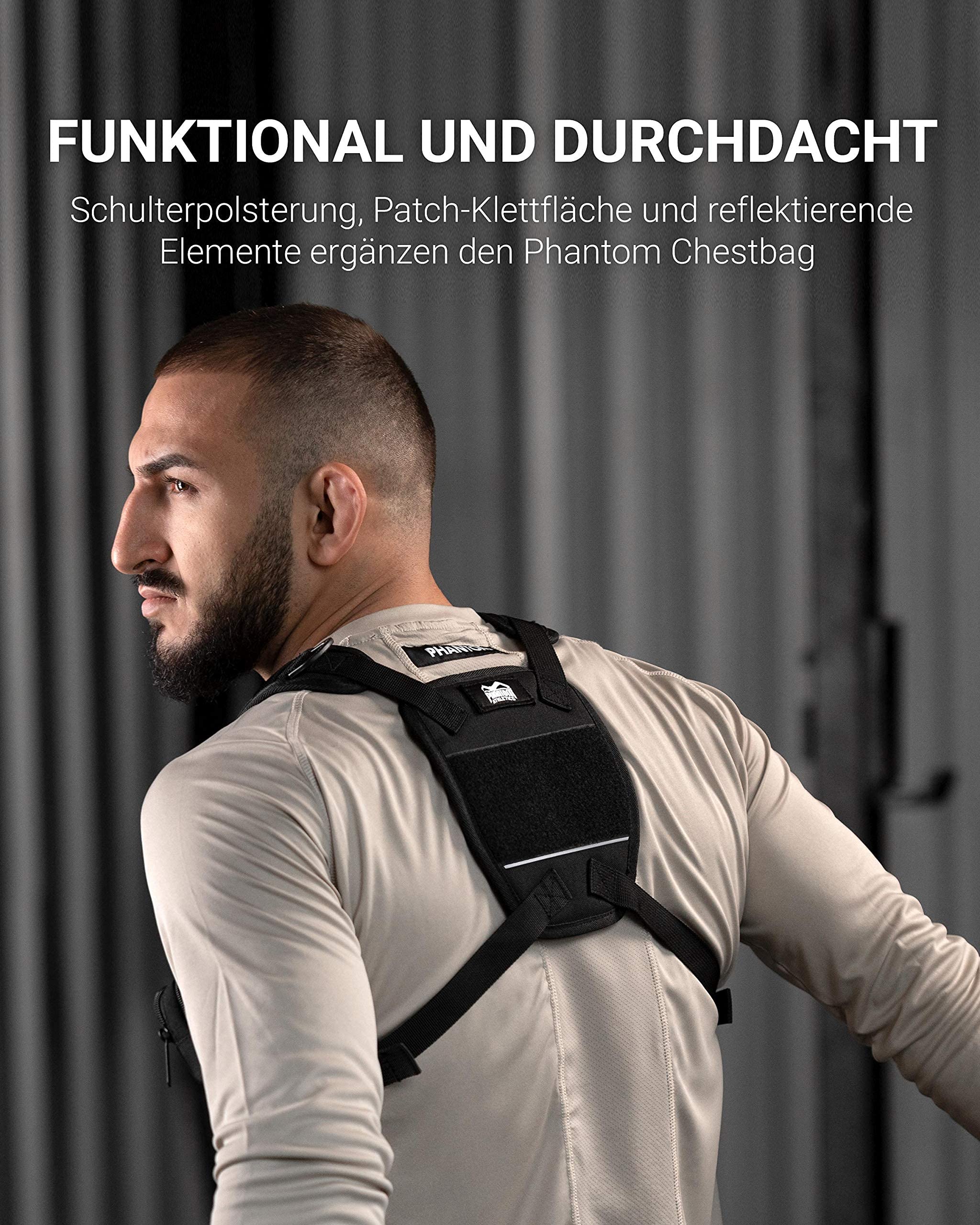 Phantom Chest-Bag Tactic - Fitness Tasche | Sport Brust-Tasche | Männer Damen - Schwarz