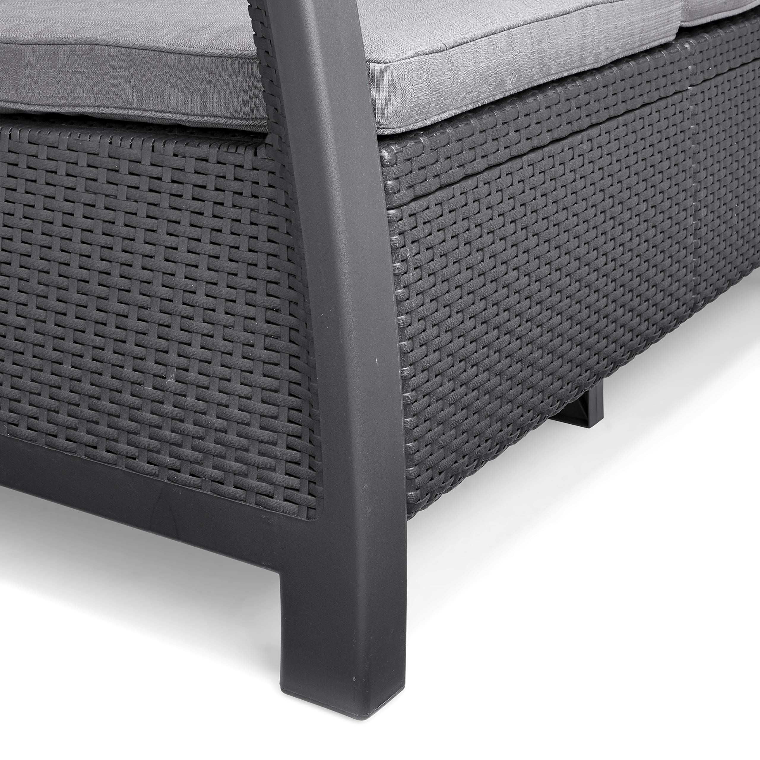 Keter Bahamas Outdoor 5 Seater Corner Rattan Sofa Furniture Set with