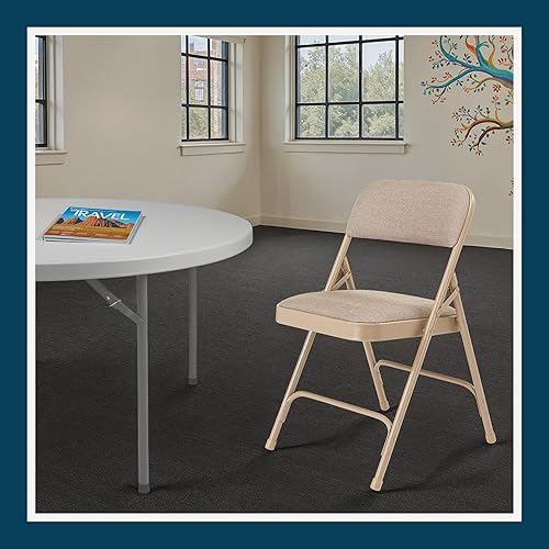 Miniatura 12 de OEF Furnishings Sillas plegables de alta calidad con doble bisagra tapizada de tela, color beige Beige,Negro -,Azul/Azul,Azul/ Gris,Marrón,Gris,Rojo
