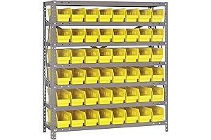 Quantum Storage Quantum Storage Systems: 1239-101YL Steel Shelving Unit with 4" Shelf Bins