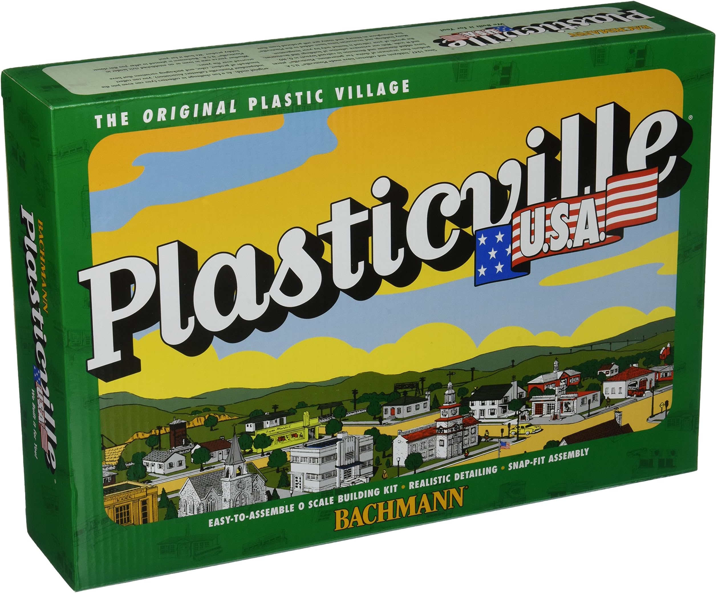 BachmannTrains 45610 PLASTICVILLE U.S.A. Buildings – Classic Kits House w/Pumper, Ladder Truck & Fire Chief Car-O Scale, One Size