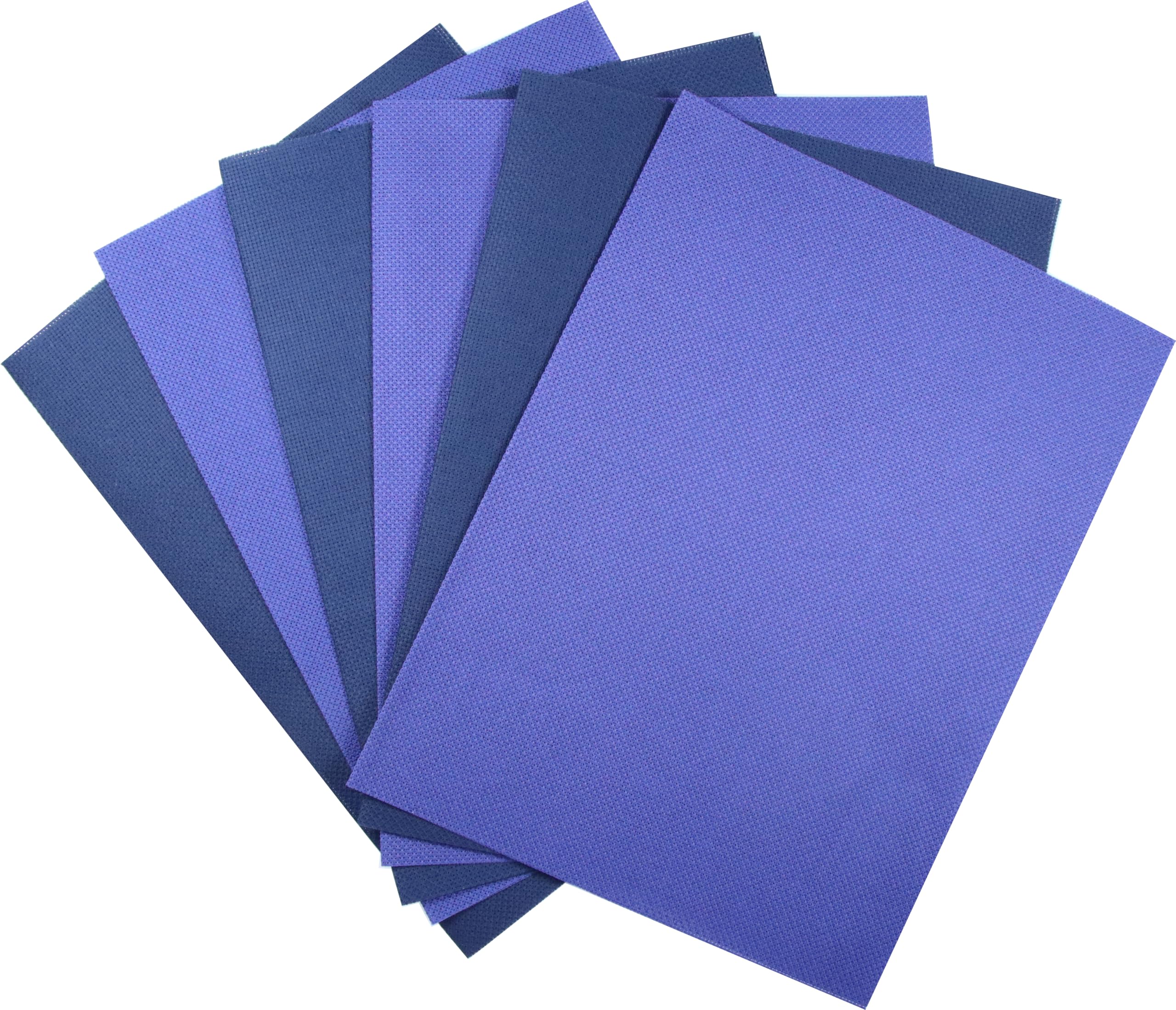 KCS 4/6 pc of 12" x 18"(30cmx45cm) 16 Count Cotton Aida Cloth Cross Stitch Fabric (6 pc,Royal Blue+Navy Blue)