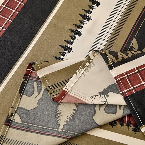 Miniatura 7 de Chezmoi Collection Juego de sábanas de microfibra con estampado de alces y ciervos rústicos de 3 piezas, tamaño individual