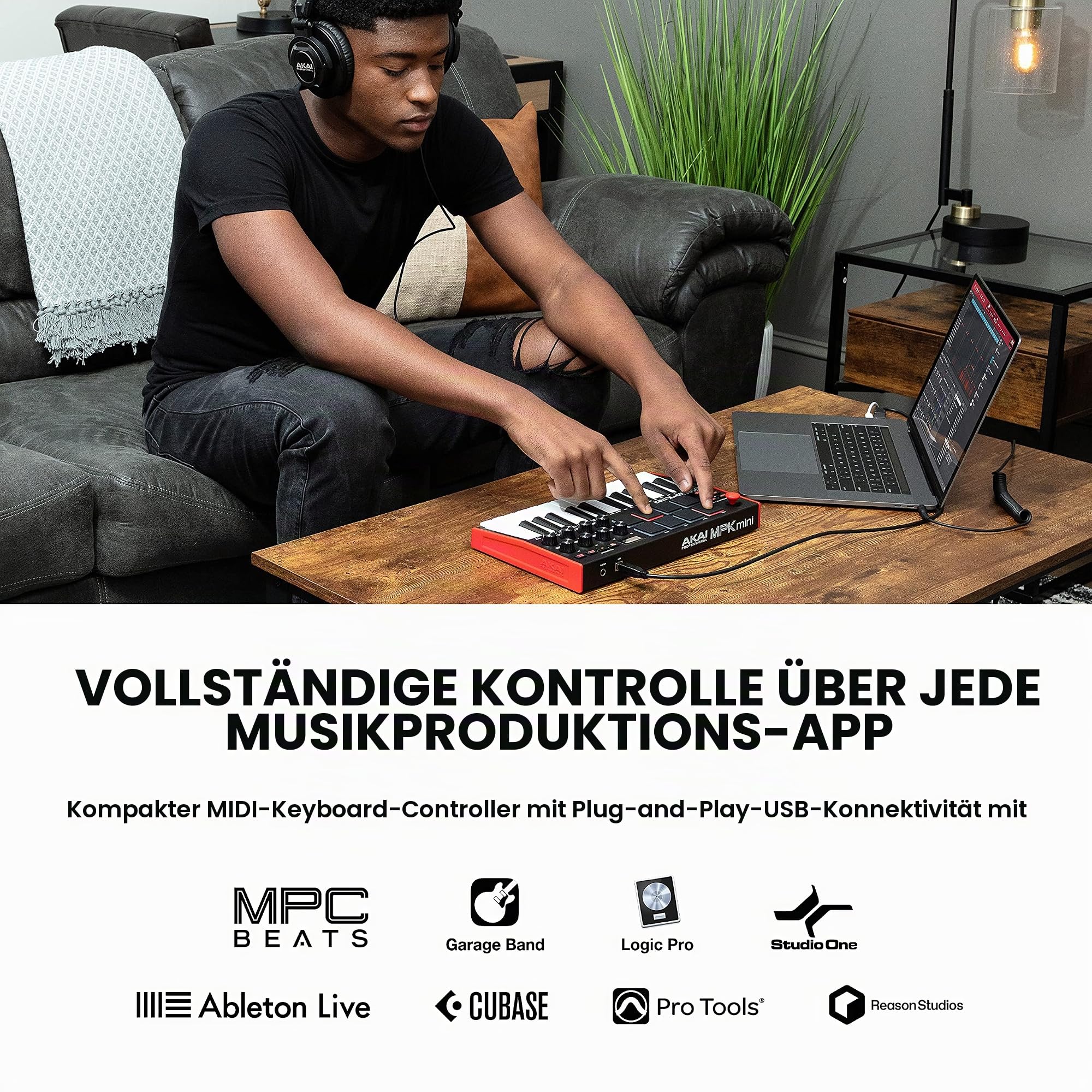 AKAI Professional MPK Mini MK3 & M-Audio M-Track Solo – 25-Tasten USB MIDI Keyboard Controller, Drum Pads und USB Audio Interface für Aufnahmen