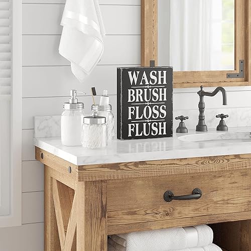 Miniatura 2 de Barnyard Designs Divertida decoración de pared de baño con texto en inglés "Kids Bathroom", letrero de madera de 6 x 3 pulgadas, decoración de