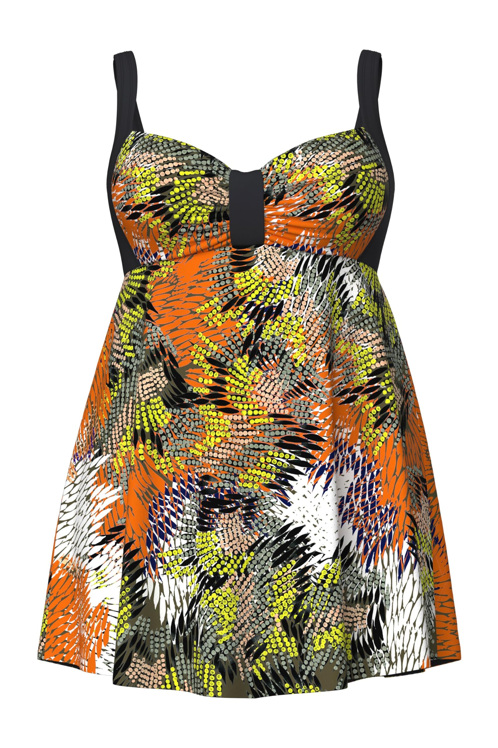 Ulla Popken Damen große Größen Übergrößen Plus Size Badekleid, Dschungel, Softcups, recycelt 846645