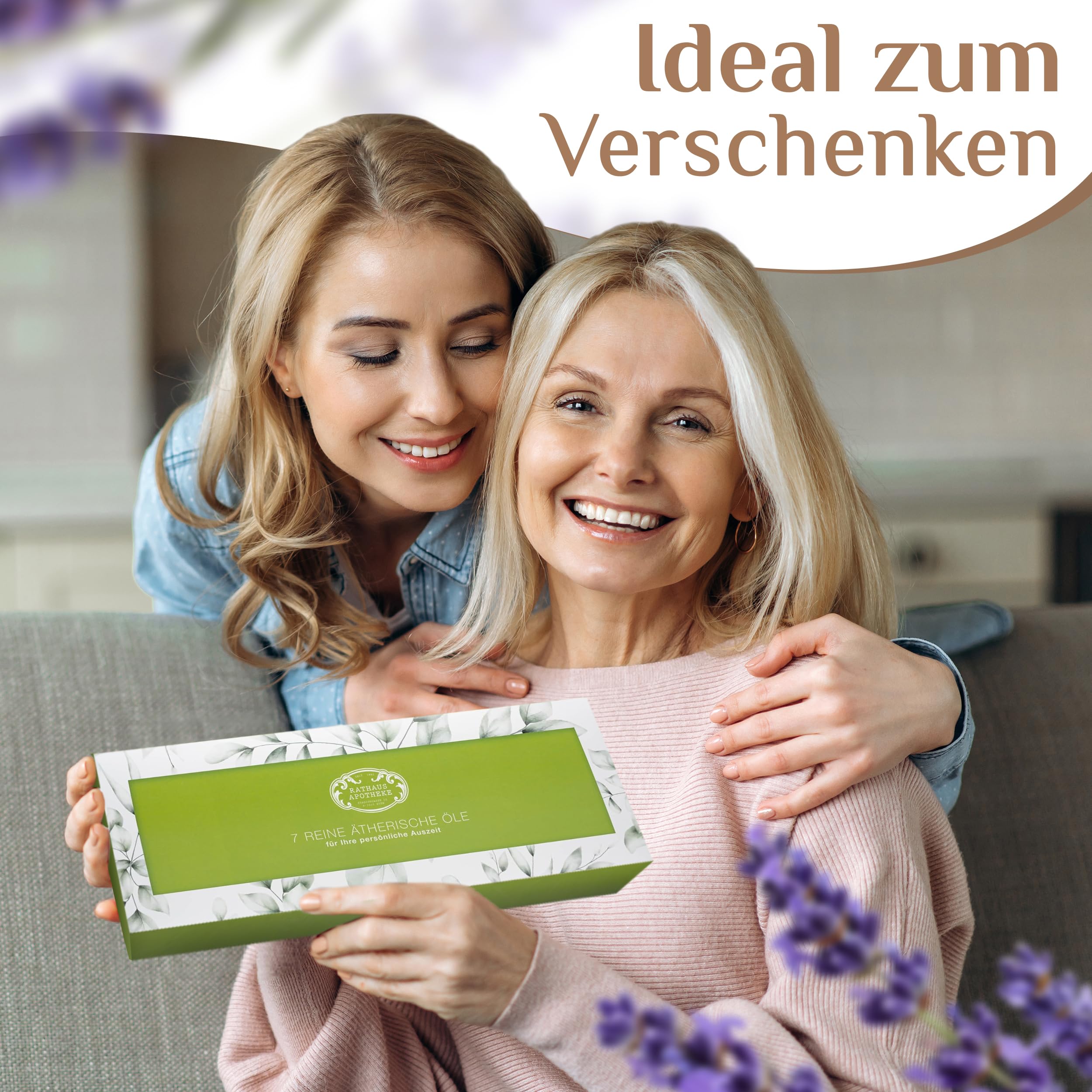 ätherische Öle Set [FÜR IHRE PERSÖNLICHE AUSZEIT] - 7 x 20 ml Aromatherapieöl - Apothekenqualität - Geschenkbox für Weihnachten, Valentinstag, Ostern, Geburtstag