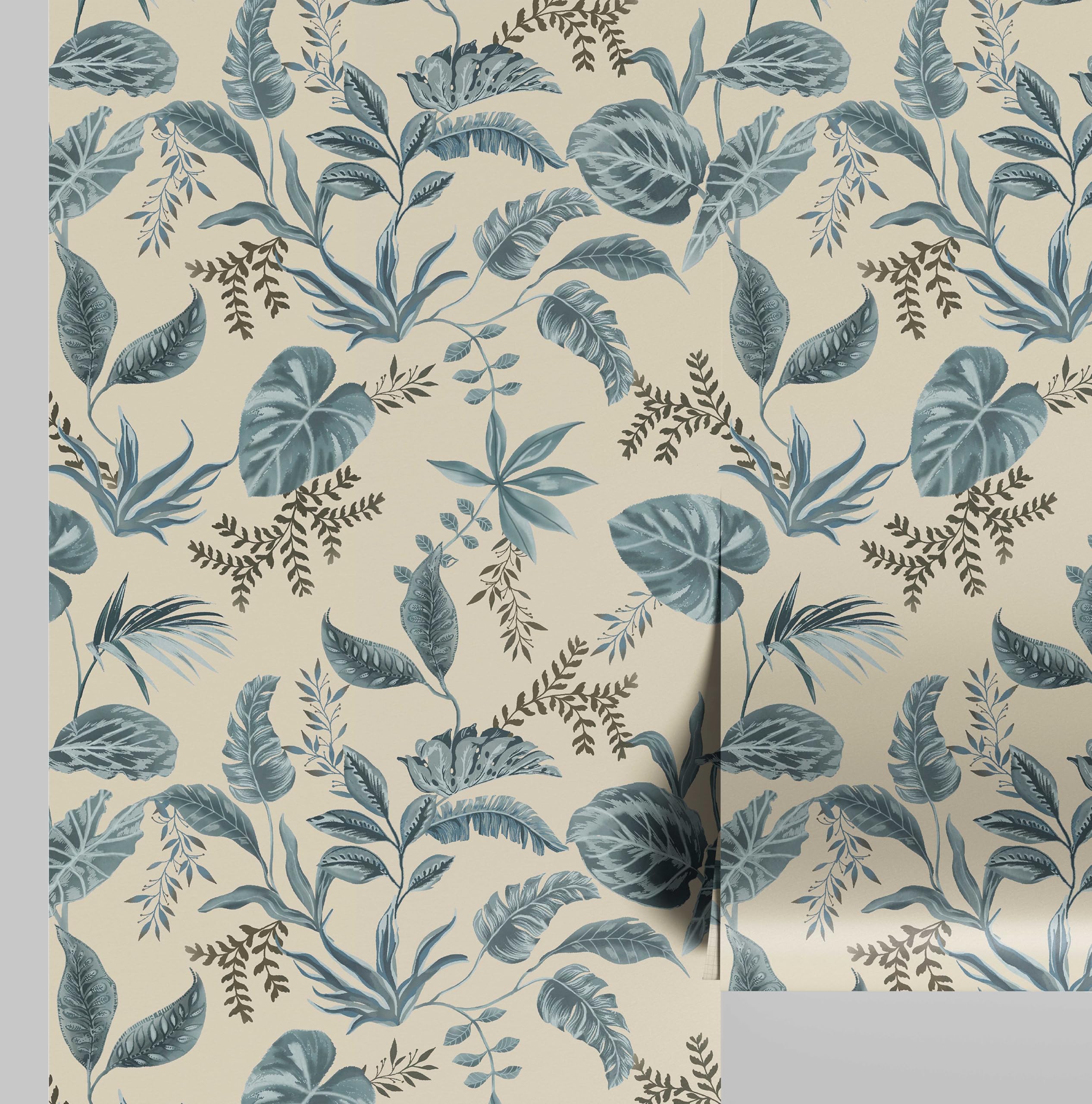 Papier peint botanique beige S4Sassy en vinyle texturé haut de gamme