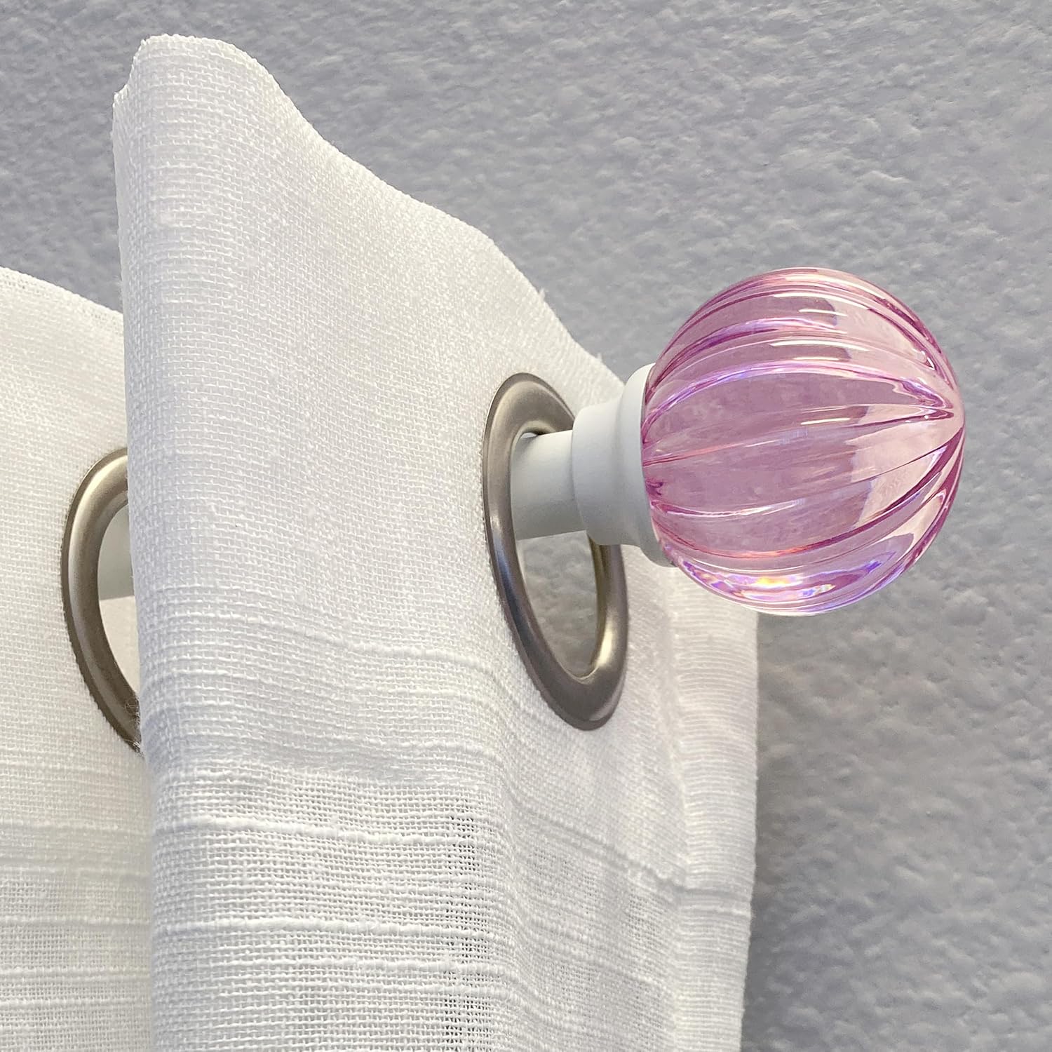 Decopolitan 5/8" Fluted Ball Curtain Rod Set, 26 to 48 Inches, Pink