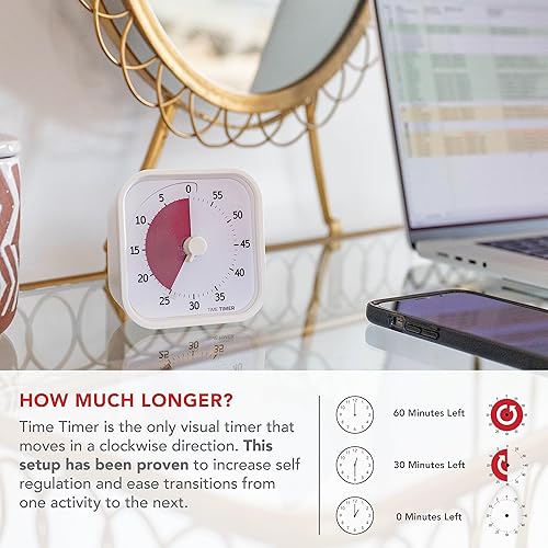 Miniatura 55 de TIME TIMER MOD Home Edition Fundas neutras para reloj de escritorio de funcionamiento silencioso de estudiantes para el aula, estudiar en casa