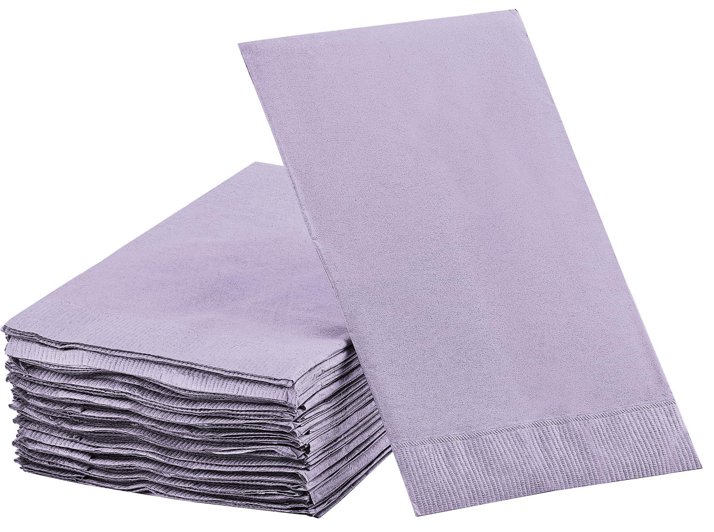 Dinner Napkins Disposable Guest Towels, Lavender Beverage Napkins Soft and Absorbent Paper Napkins Dinner Size for Party, Wedding, 8” x 4.5” 2 Ply
