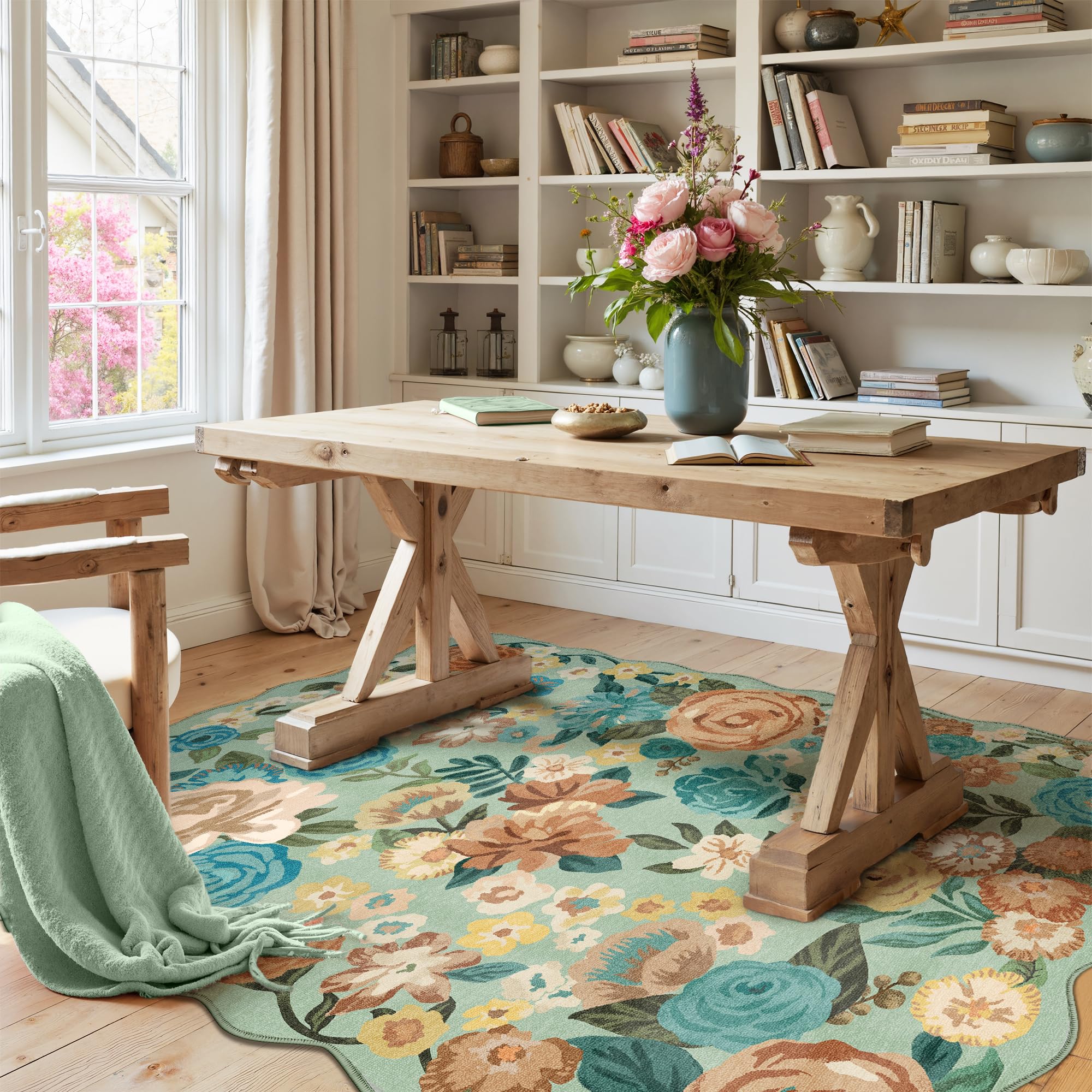 HUGEAR Vintage Teppich Wohnzimmer Wohnzimmerteppich Waschbarer rutschfest Teppiche Carpets Schlafzimmer Rug Esszimmer Büro Kinderzimmer Waschküchen Rugs Kurzflor Carpet