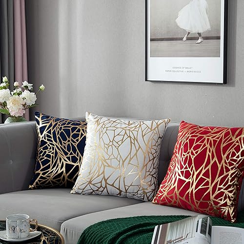 Miniatura 4 de TAOSON Juego de 2 fundas de cojín suaves y acogedoras con estampado geométrico de líneas abstractas irregulares, bronce, para sofá, cama, decoración