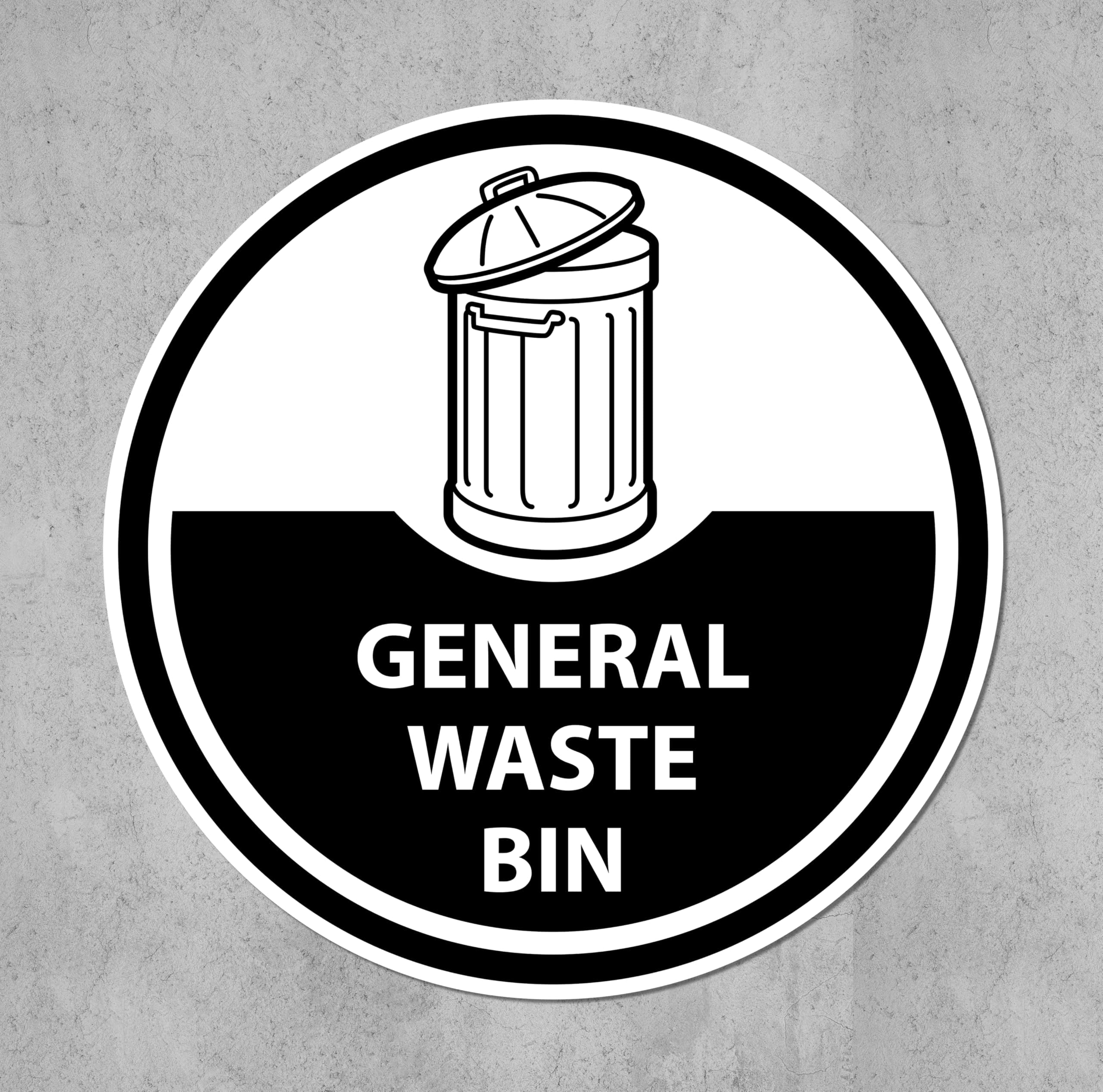 General Waste bin, Recycling Sign - Self Adhesive Sticker (400mm x 400mm)