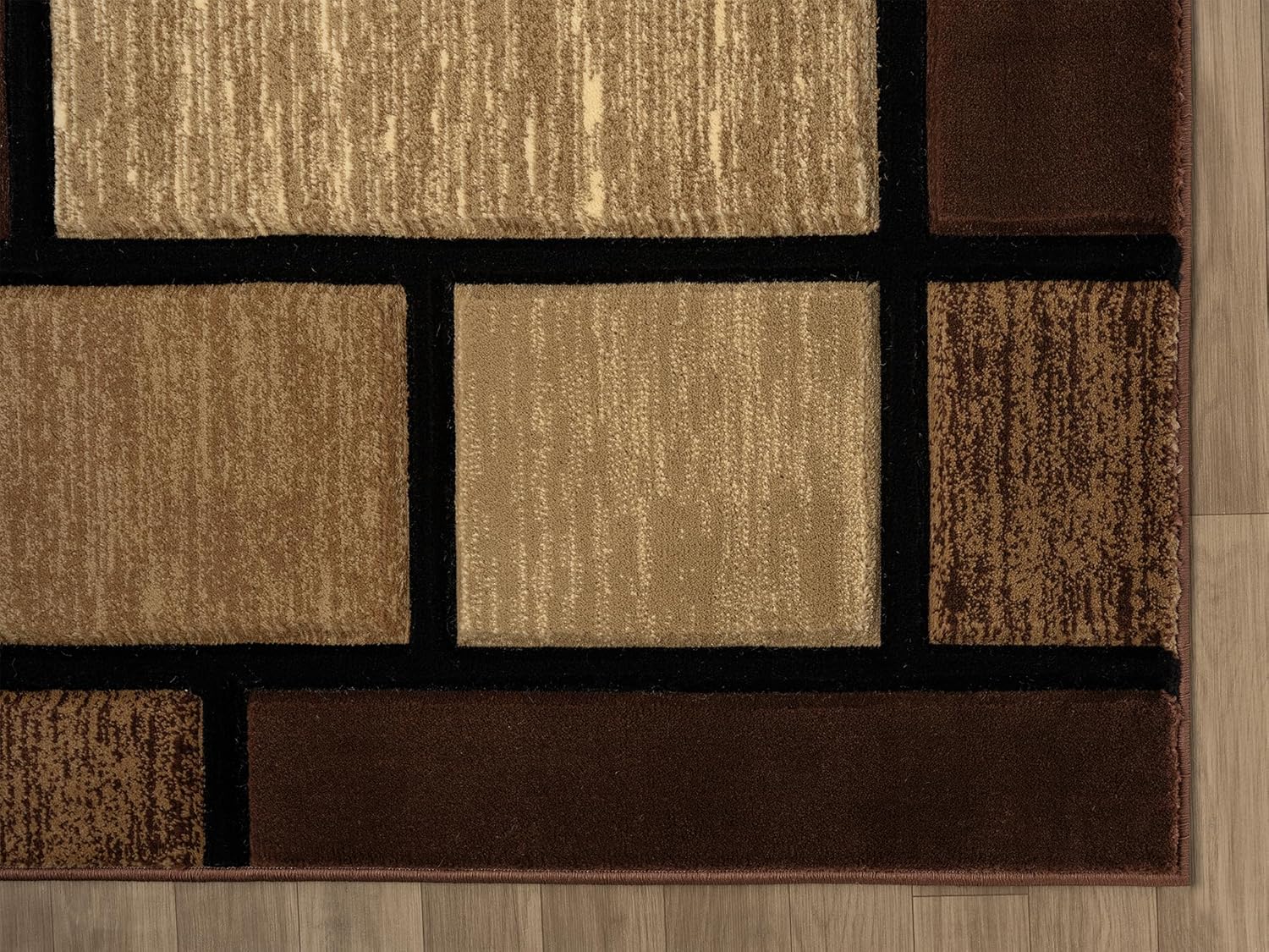 Ultra Soft Area Rug Hand Carved - Modern Abstract Design for Indoor Living Room & Bedroom - Stain Resistant, Easy to Clean - (5x7, Brown)