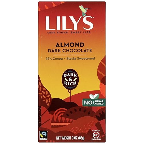 Lily's Sweets, barra de chocolate negro con almendras, 3 onzas
