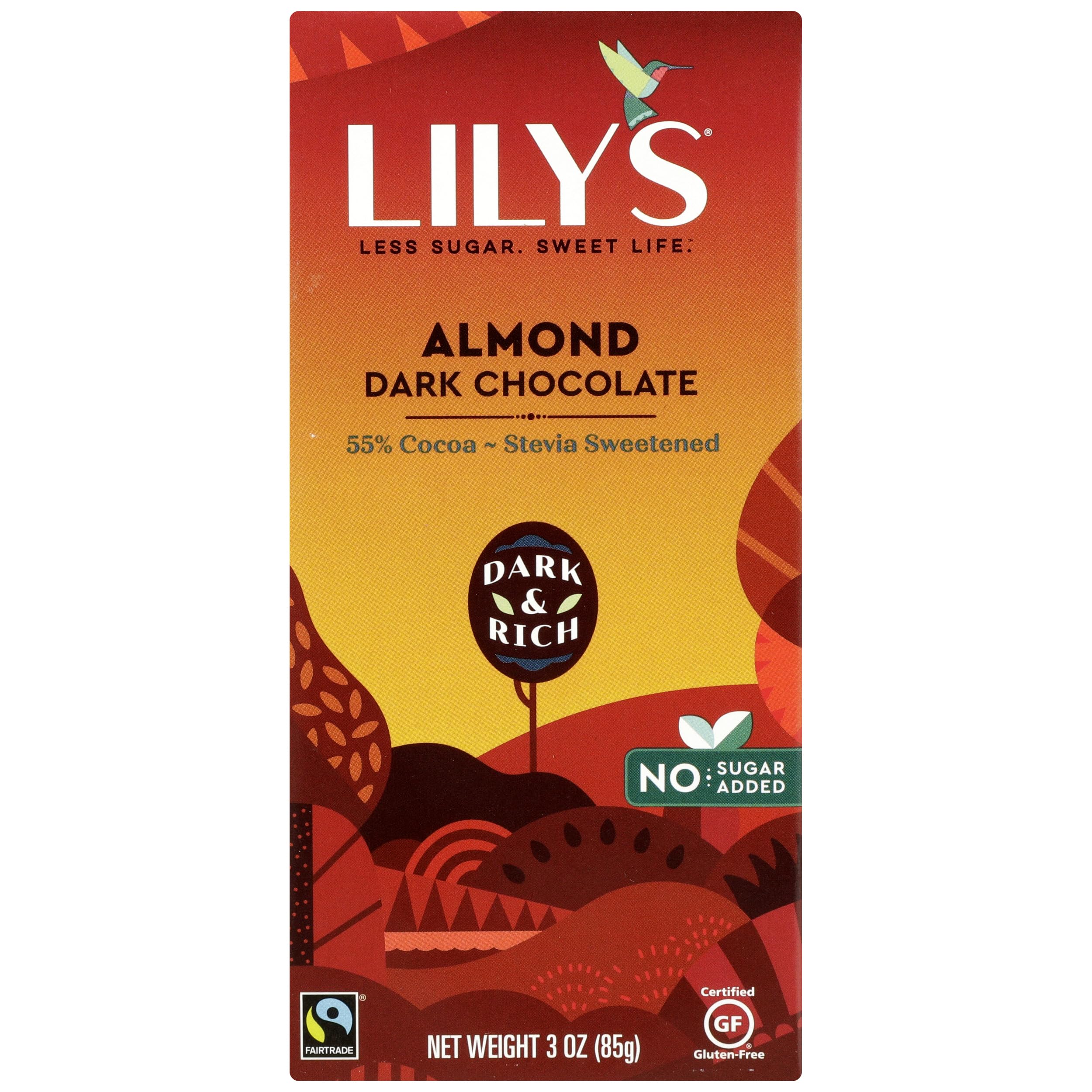 Lily's Sweets, Almond Dark Chocolate Bar, 3 Ounce