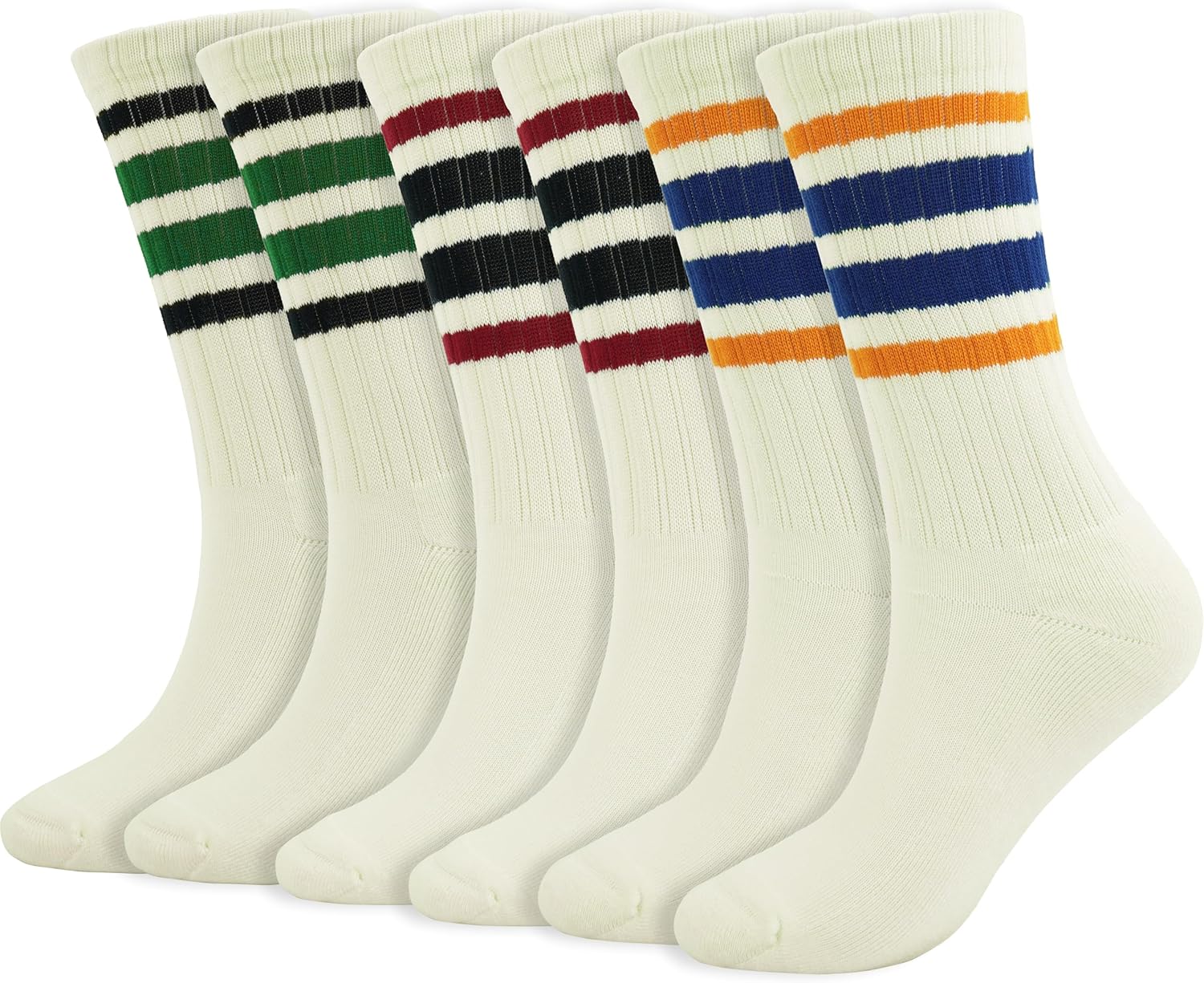 BomKinta Striped Crew Socks Women - Retro Novelty Socks - Stretchy Casual Athletic Cotton Gifts Sock Size 5-10