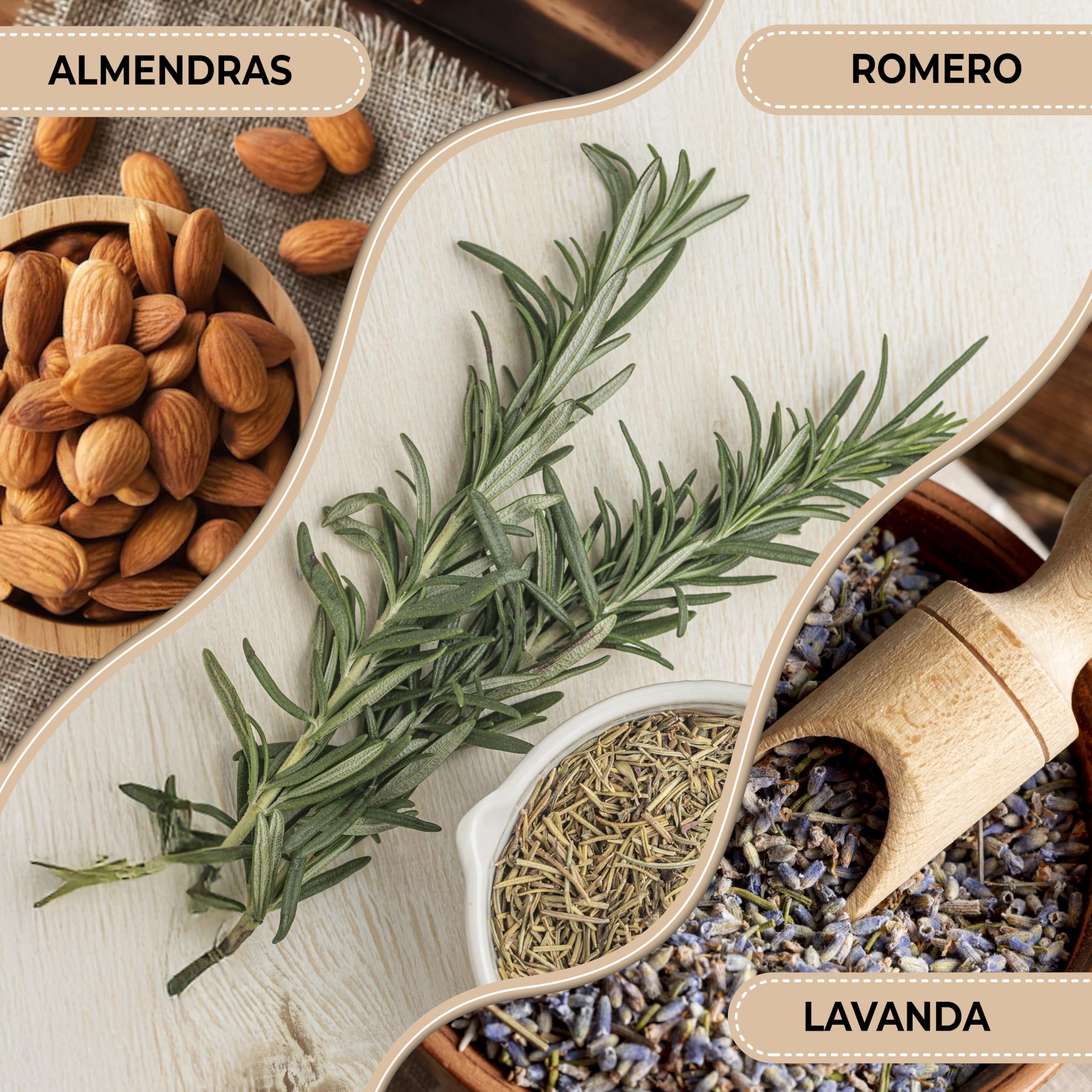 Aceite de Almendras Dulces, Romero, Lavanda 1L | Aceite para Masajes profesionales Fórmula Mejorada | Aceite corporal