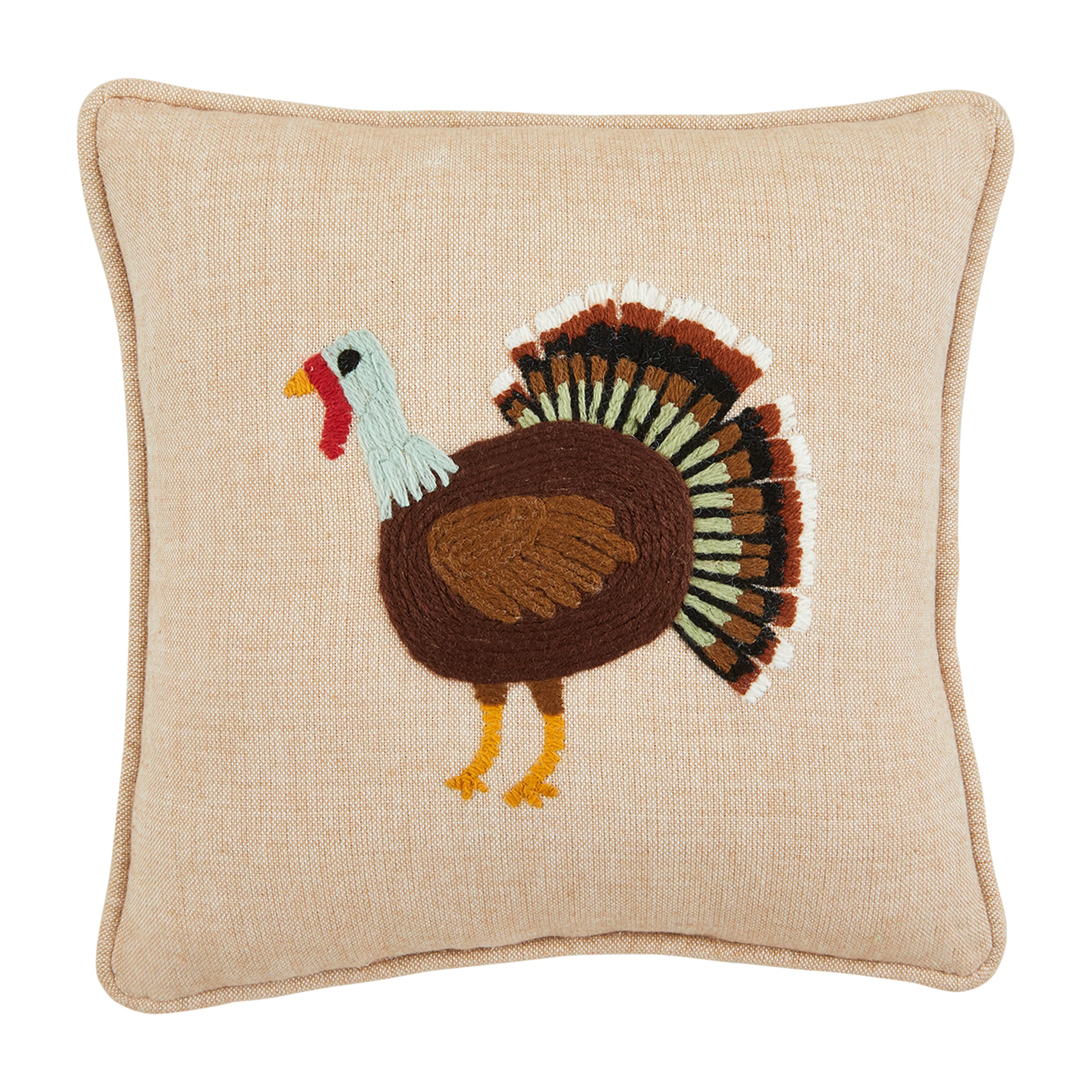 Coussin brodé Turquie marron pour réchauffer l'ambiance de vos repas de fête