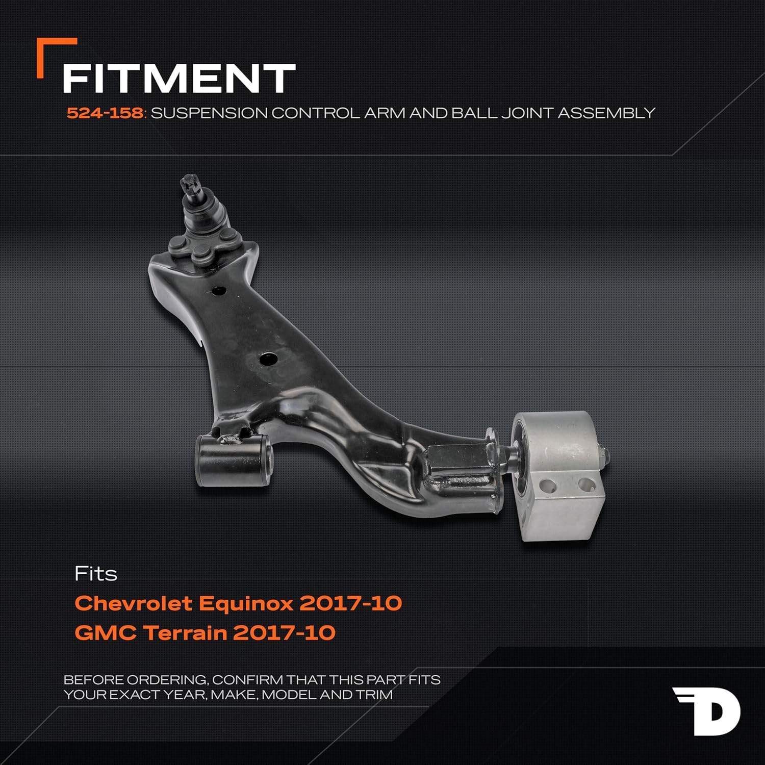 Dorman 524-158 Front Passenger Side Lower Suspension Control Arm and Ball Joint Assembly Compatible with Select Chevrolet / GMC Models