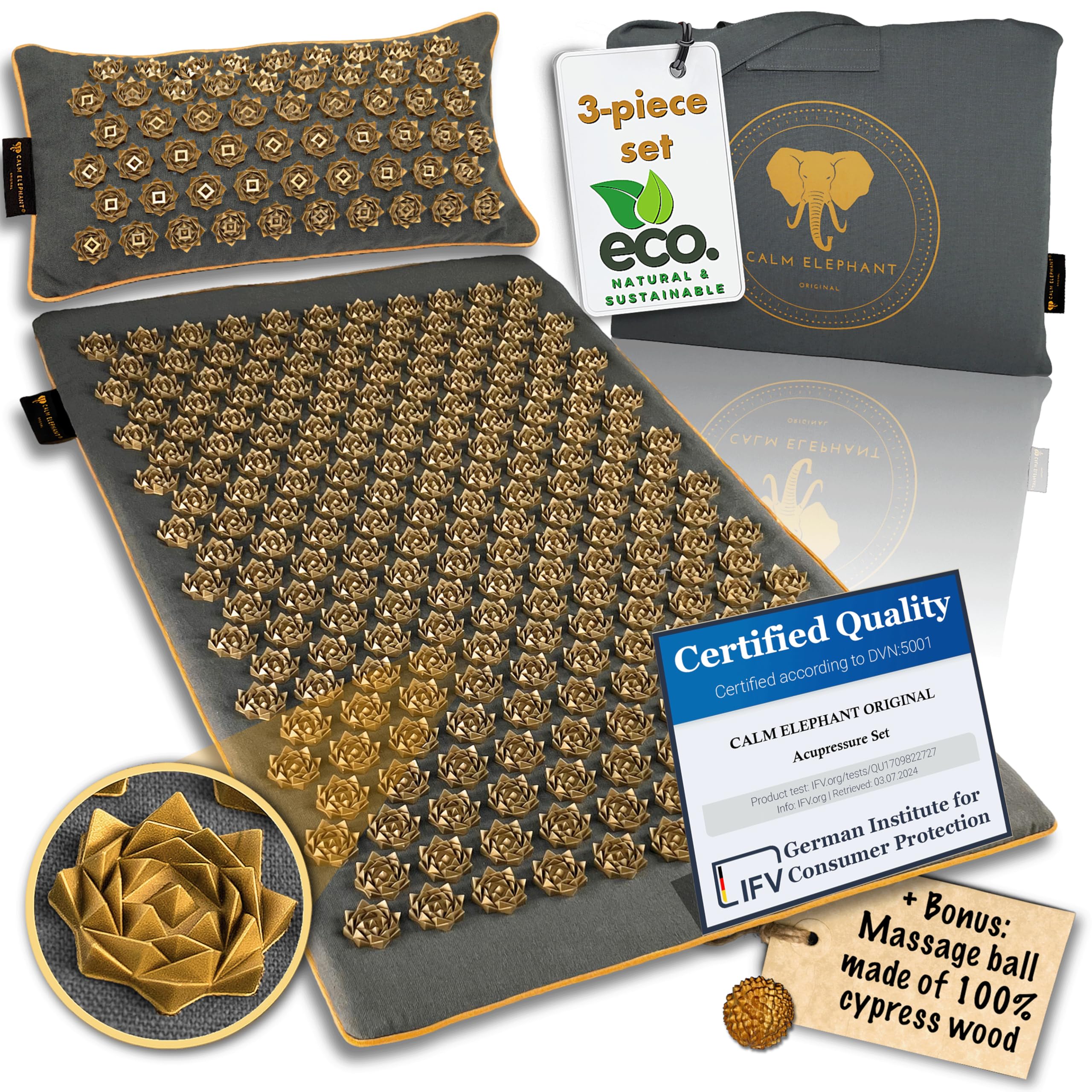 CALM ELEPHANT ORIGINAL® Akupressurmatte Mit Kissen XXL Set GENUINE 5-teilig, Massagematte Rücken - View #2