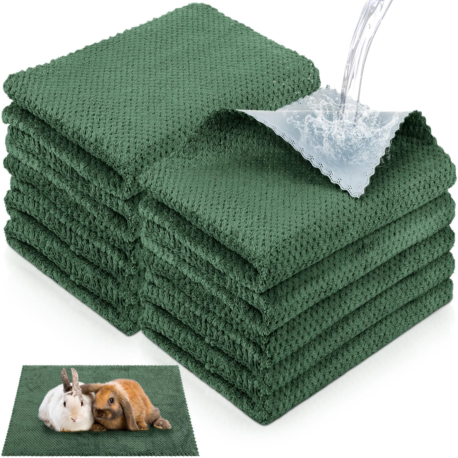 Vitalcozy 10 Pcs Guinea Pig Cage Liners Washable Rat Bedding for Guinea Pigs Controlling Absorbent Waterproof Pee Pads Blanket for Rabbits Hamster
