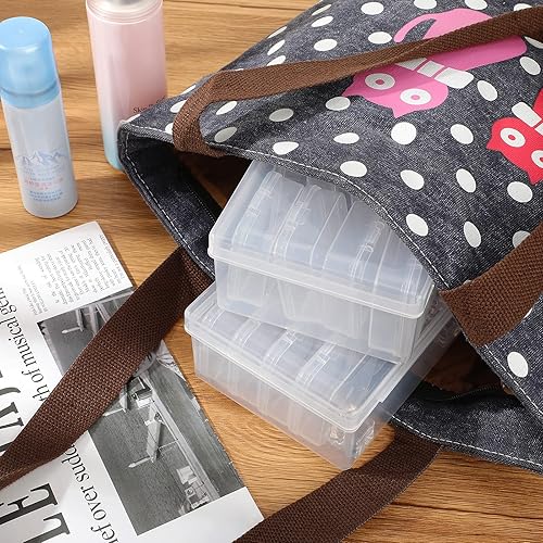 Miniatura 10 de Blulu 24 recipientes pequeños de plástico para almacenamiento de cuentas, contenedores de plástico transparente, contenedores para manualidades