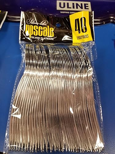 Miniatura 1 de Bluesky Trading Elegant Upscale Collection - Cucharitas de plástico plateadas (40 unidades), fácilmente desechables y reutilizables, perfectas para