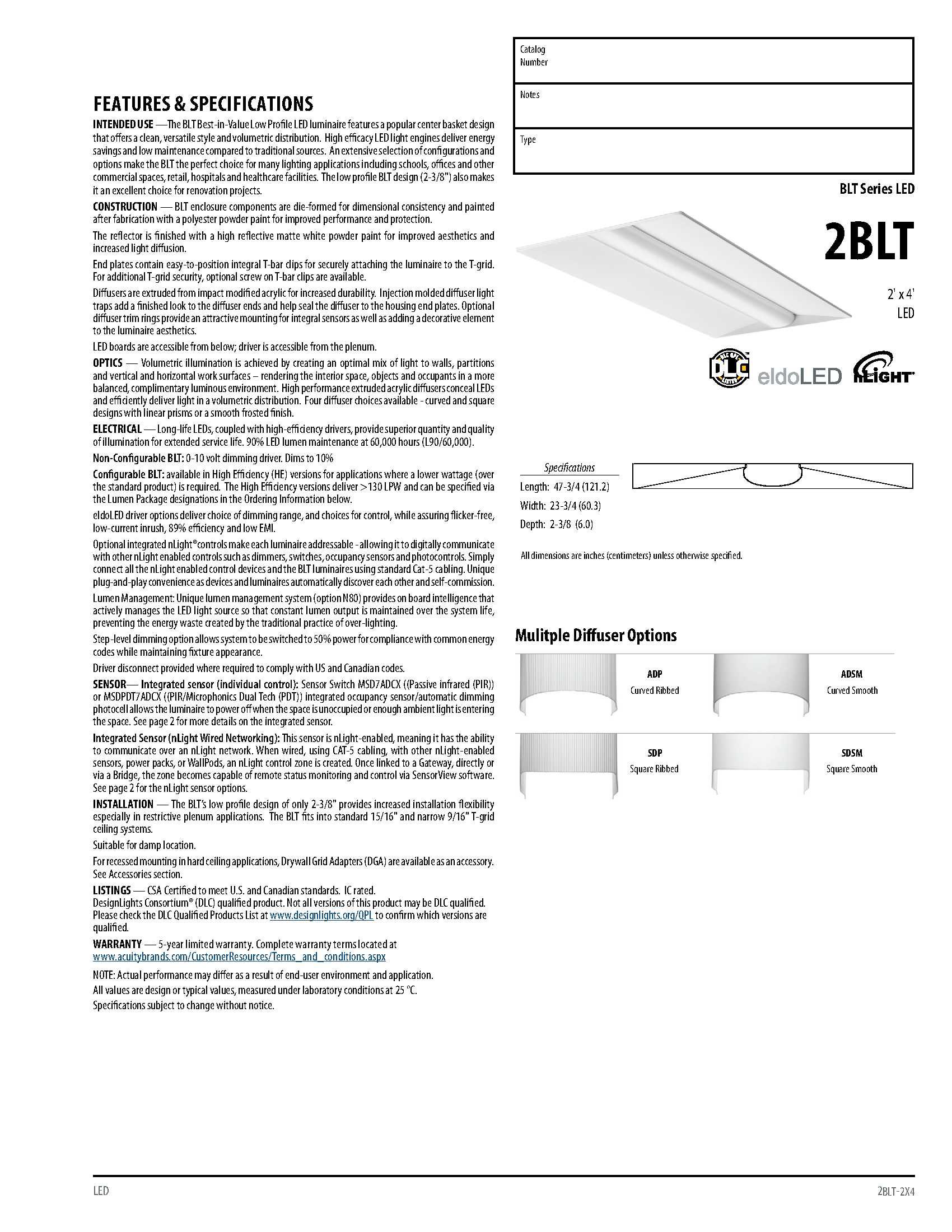 Lithonia Lighting 2BLT4 40L ADP LP835 4000 lm 3500K Best-in-Value Low-Profile Recessed LED Luminaire, 2' x 4'