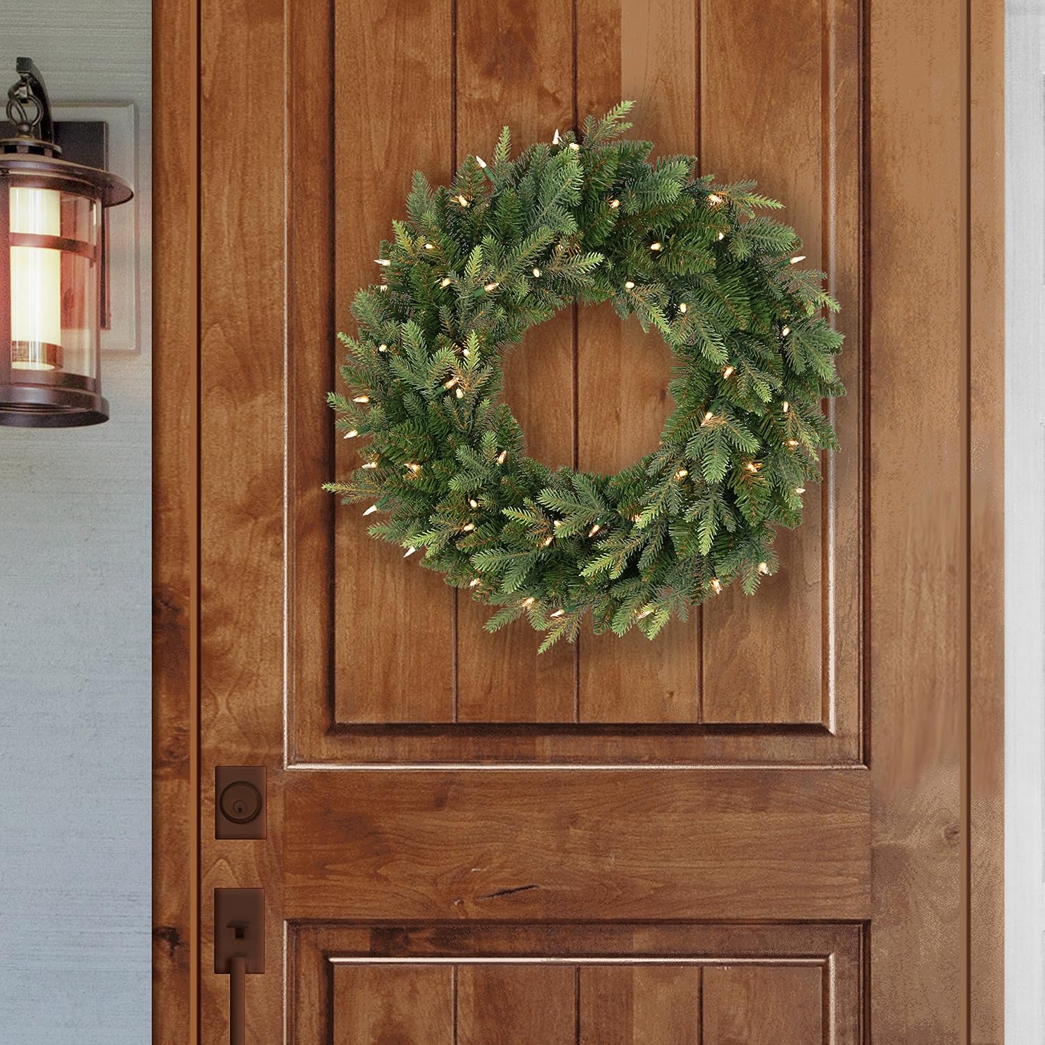 Puleo International 24" Pre-Lit Balsam Fir Wreath 300 Tips 50 Clear Lights