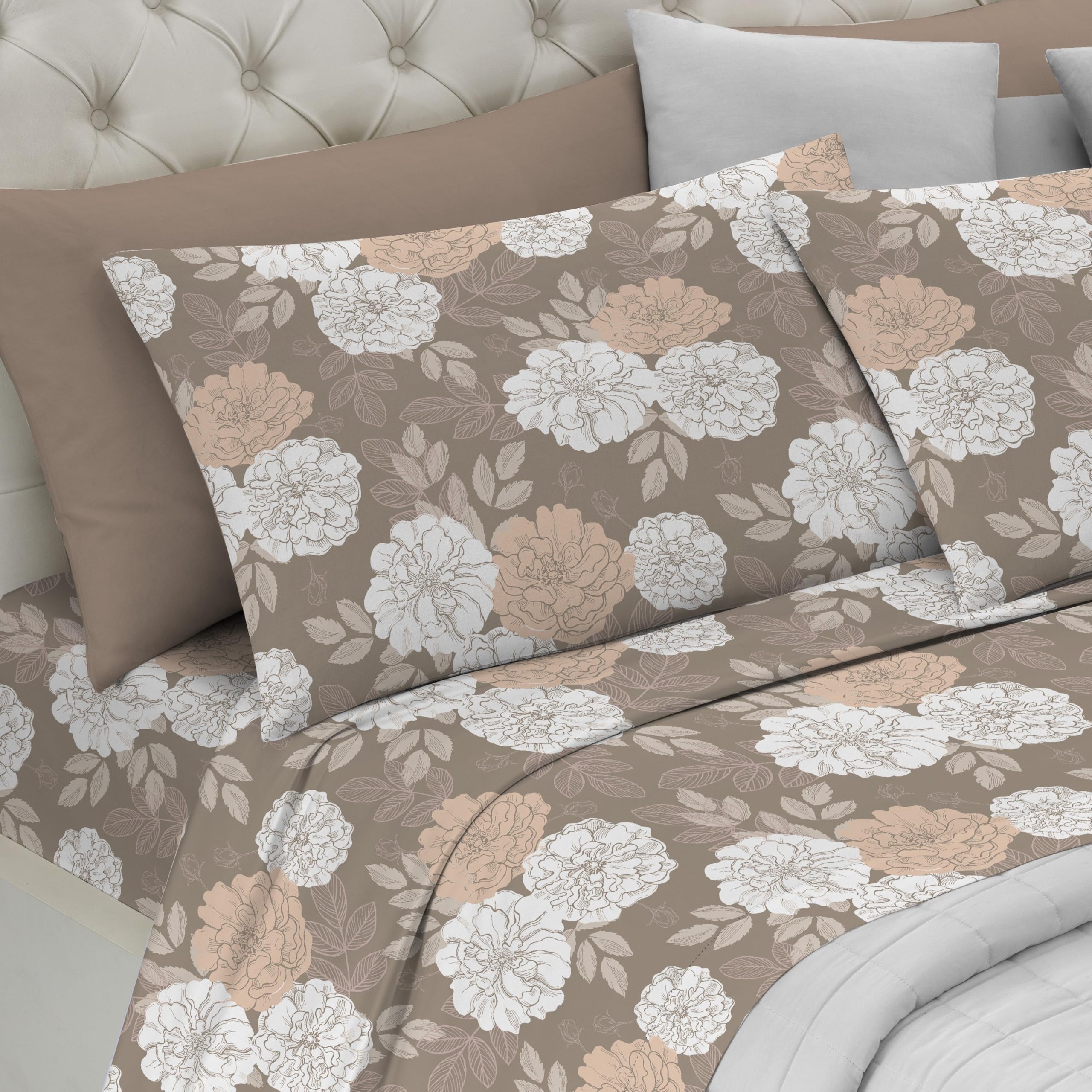 Riad Arredo Set Completo Letto 100% Cotone Morbido - Set Lenzuola con federe Mano Delicata Made in Italy (Marbella Brown, Matrimoniale Standard)