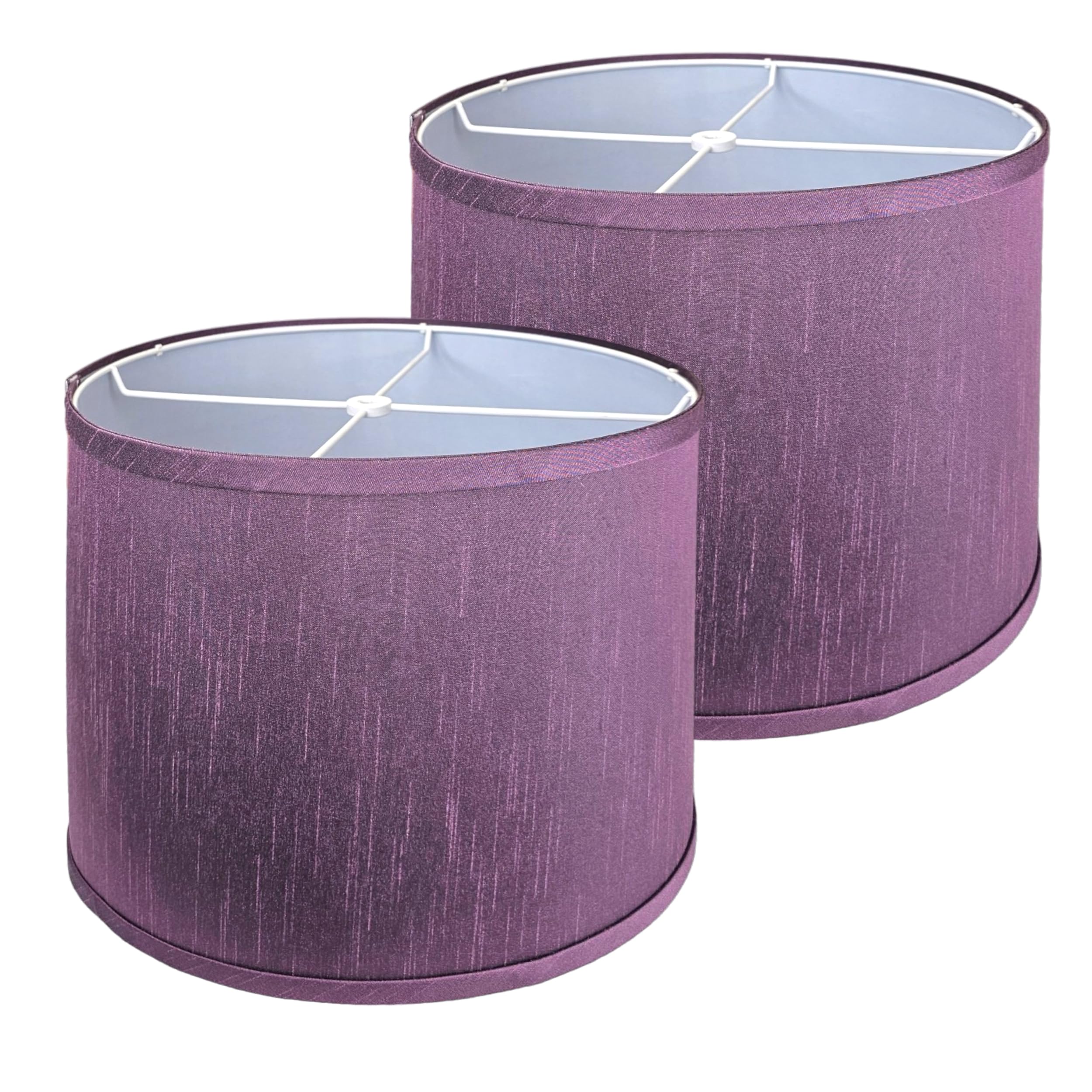Royal Designs, Inc. Lampshades Set of 2 Drum Lamp Shade, Medium Fabric Lampshade, 13 x 13 x 10 in (Top x Bottom x Height), Purple - Pack of 2, Easy Assembly Required