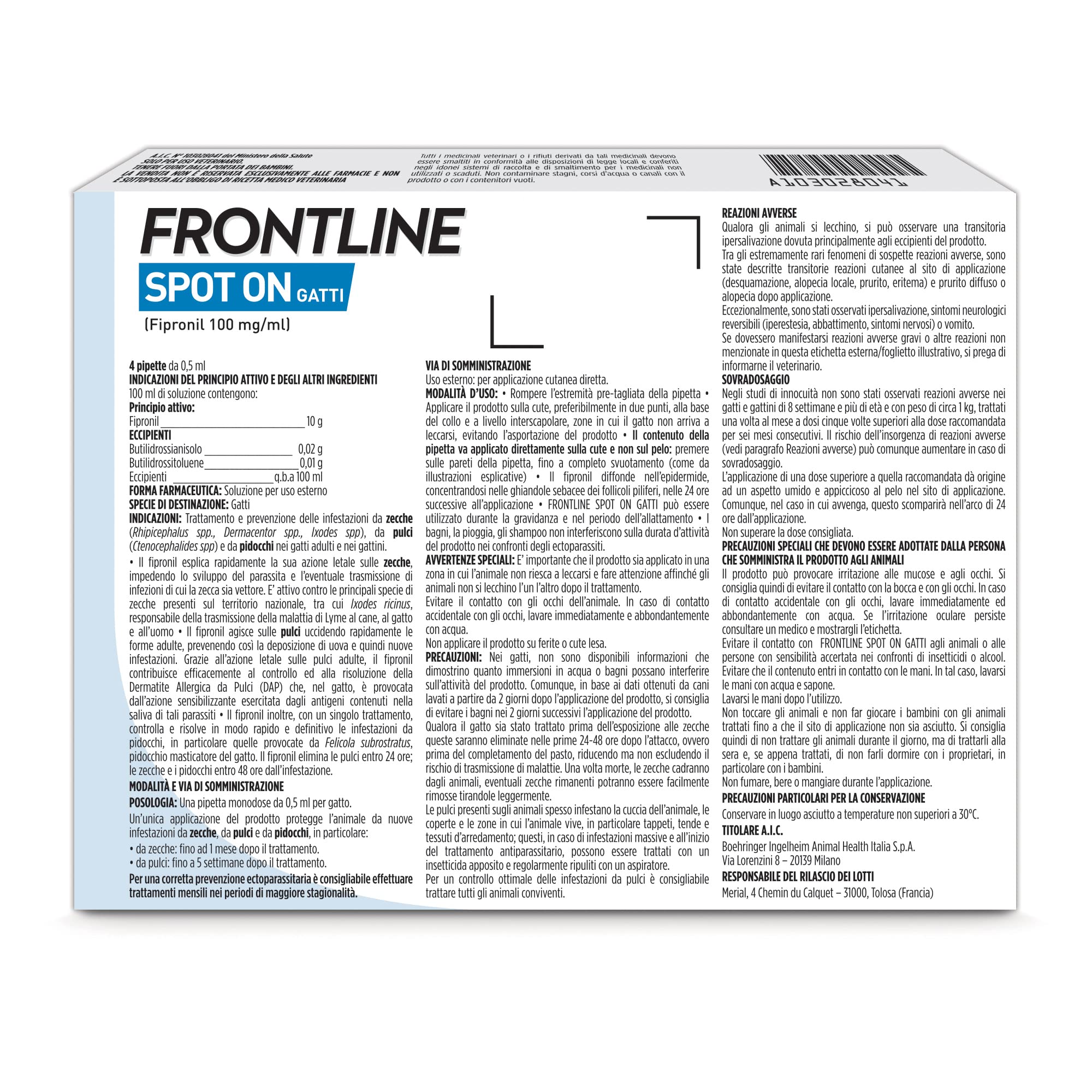 FRONTLINE-SPOTON per gatti 4 pipette 10036