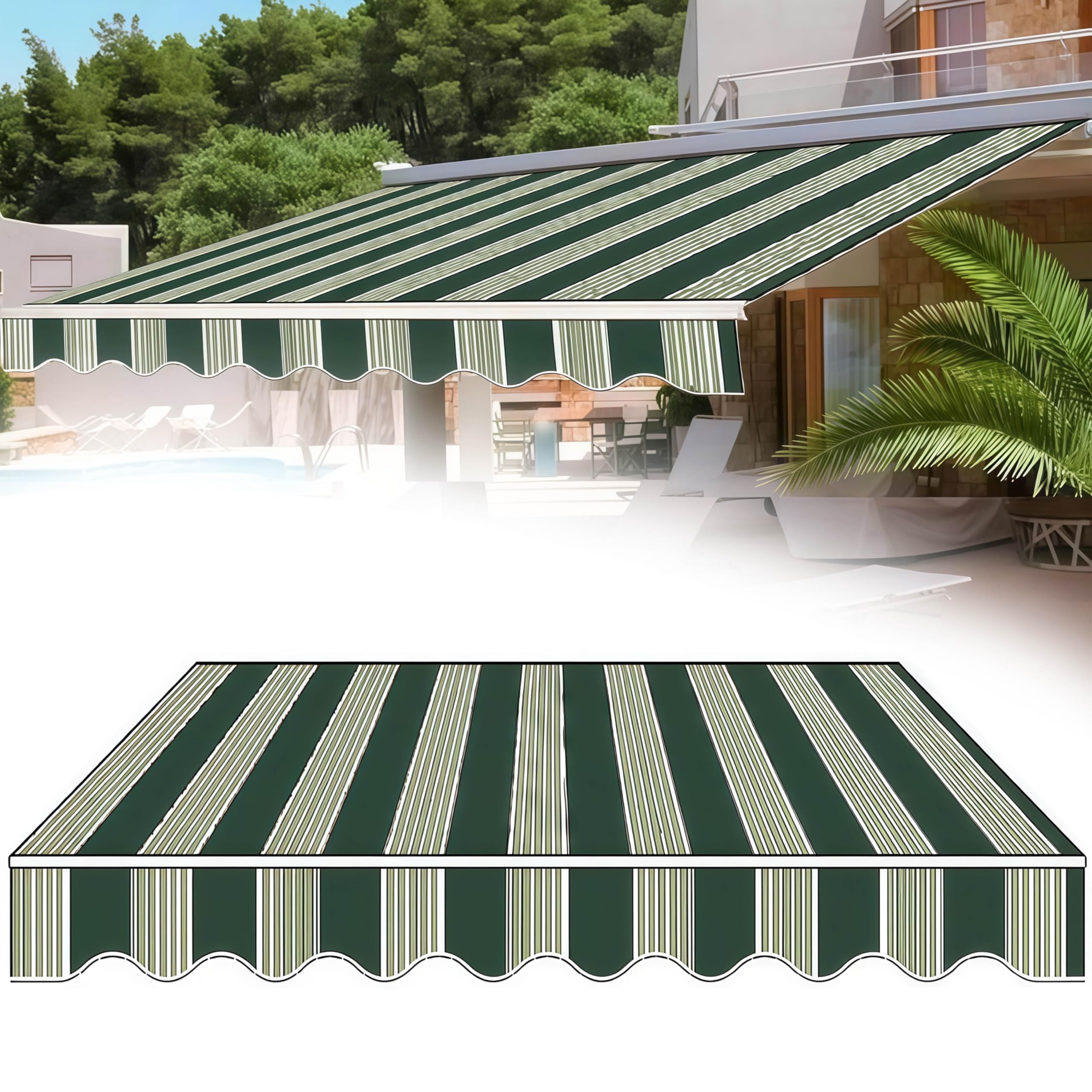 Toile de rechange pour pare-soleil rétractable résistant aux intempéries