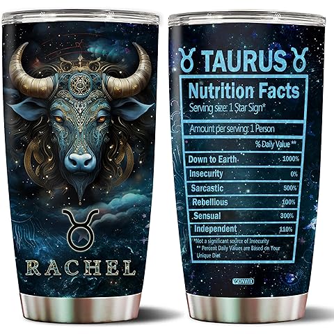 Personalized Taurus Zodiac Gifts for Men 20oz Stainless Steel Coffee Mug Travel Cup...