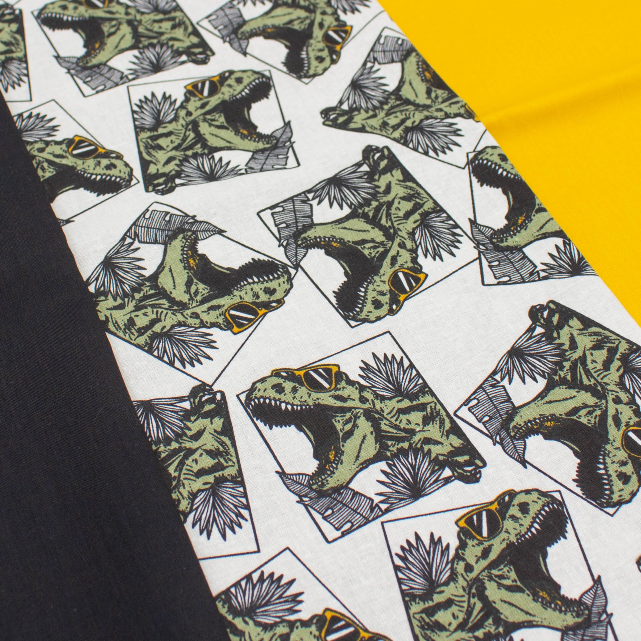 VmG-Store 1.5 m Cotton Fabric Set Design Fabric + 2 x Plain Colour Coordinated 100% Cotton Material Selection (Cool Dino Set64) - Image 2