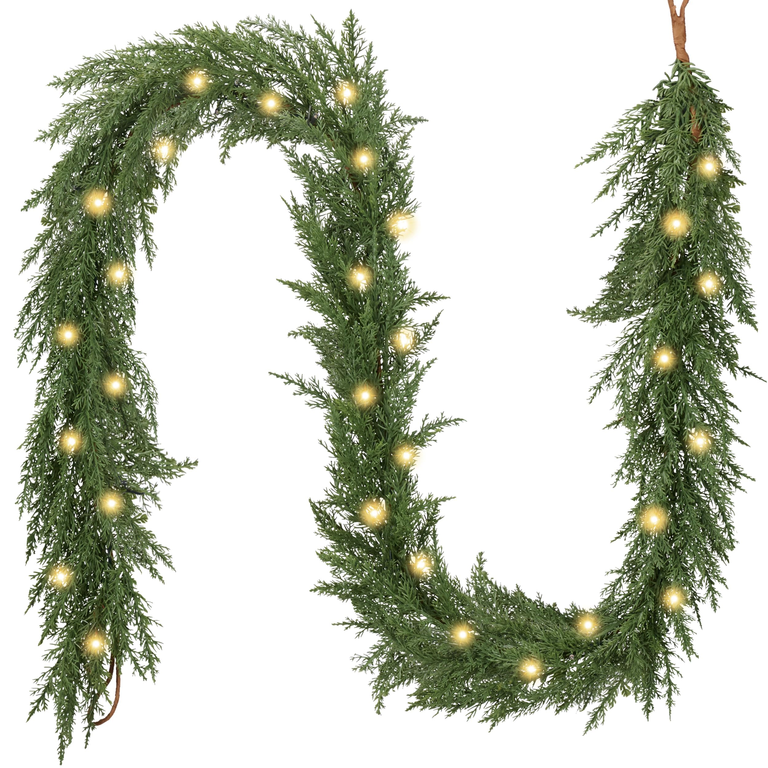 Valery Madelyn Guirnalda de Navidad preiluminada con Luces para Manto, Guirnalda de Navidad iluminada de 6 pies, Funciona con Pilas, para Puerta Delantera, Chimenea, Centro de Mesa