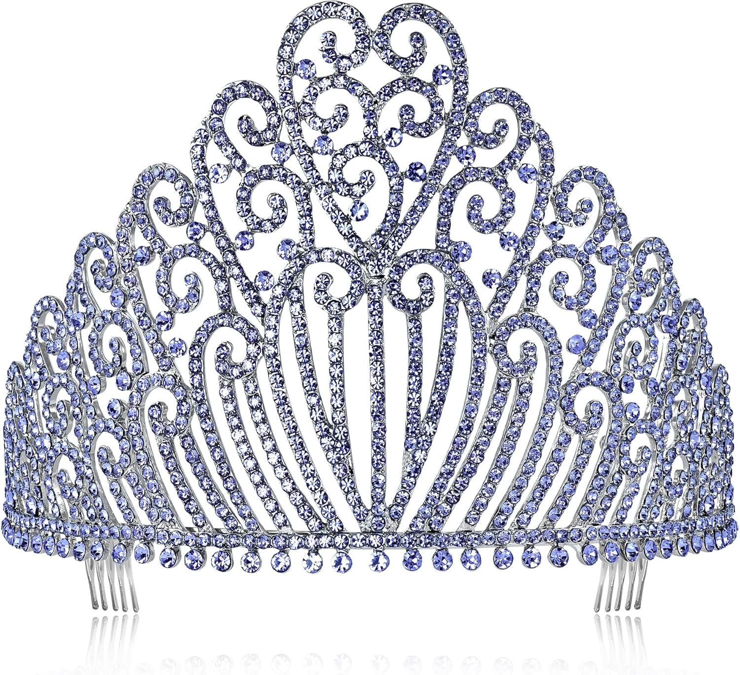 5.25" h Clear White Austrian Crystal Rhinestone Tiara With Hair Combs Crown Headband Headpiece Queen Princess Pageant Party Theater Show T11990