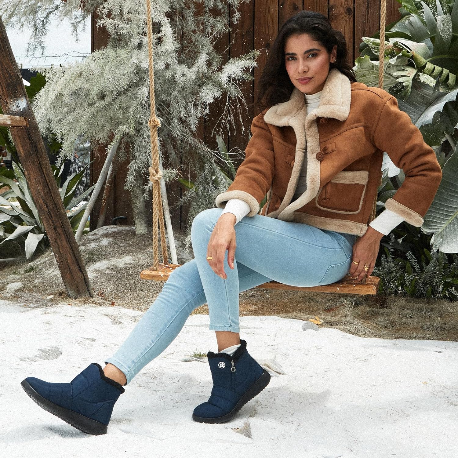 Winter Boots for Women Snow Boots for Women Waterproof Womens Ankle Booties with Comfortable Warm Fur Lined Outdoor Insulated Winter Boot