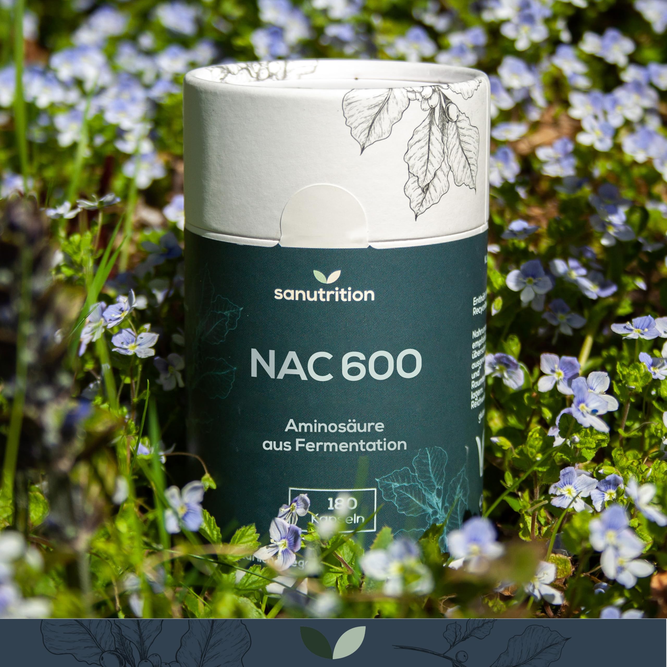 Sanutrition® - NAC 600 mg per capsula | 180 capsule | N-acetil L-cisteina 100% NATURALE da Mais | vegano | aminoacido da fermentazione