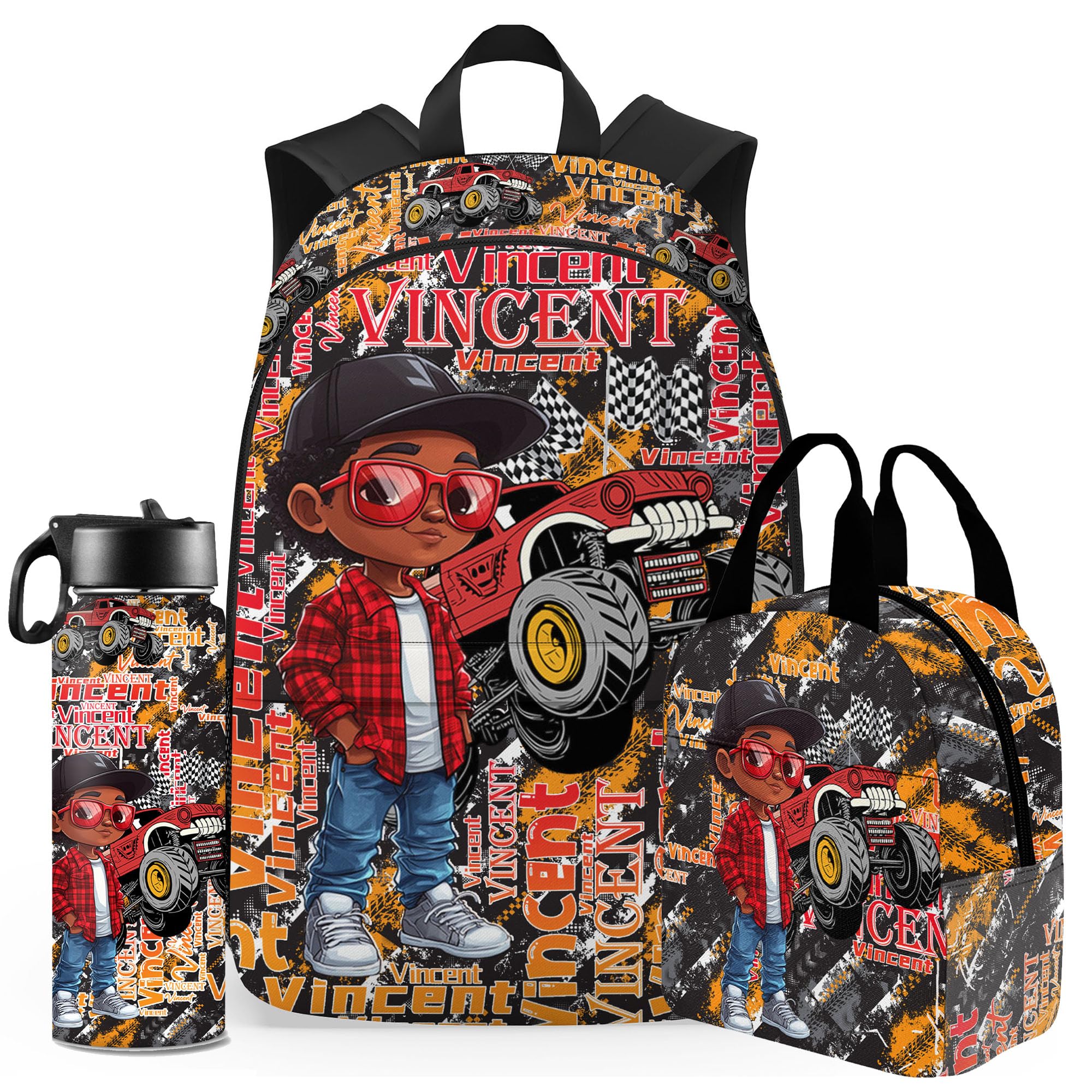 Custom Backpack for Kids Personalized School Backpacks Girls Boys with Name Customized Back to School Bookbag with Lunch Box Bookbag for Daughter Son